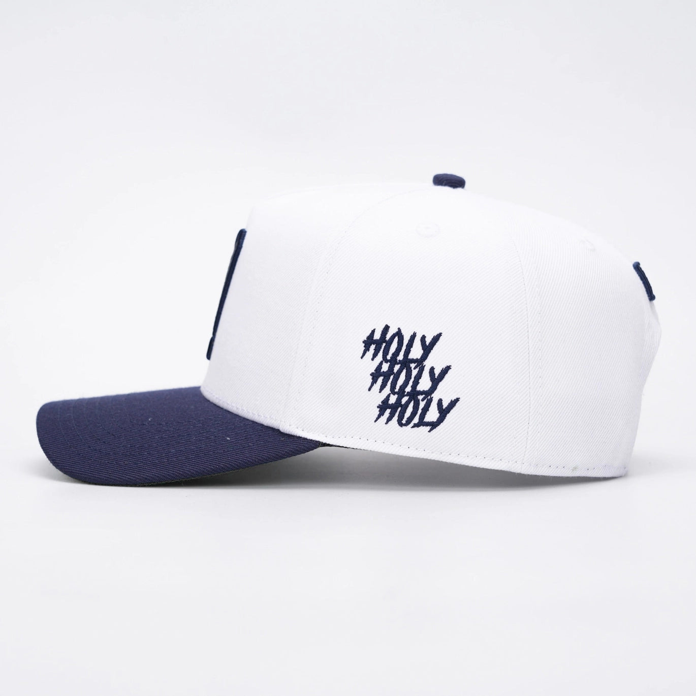 ‘7’ Premium Wool Blend Snapback - White/Navy