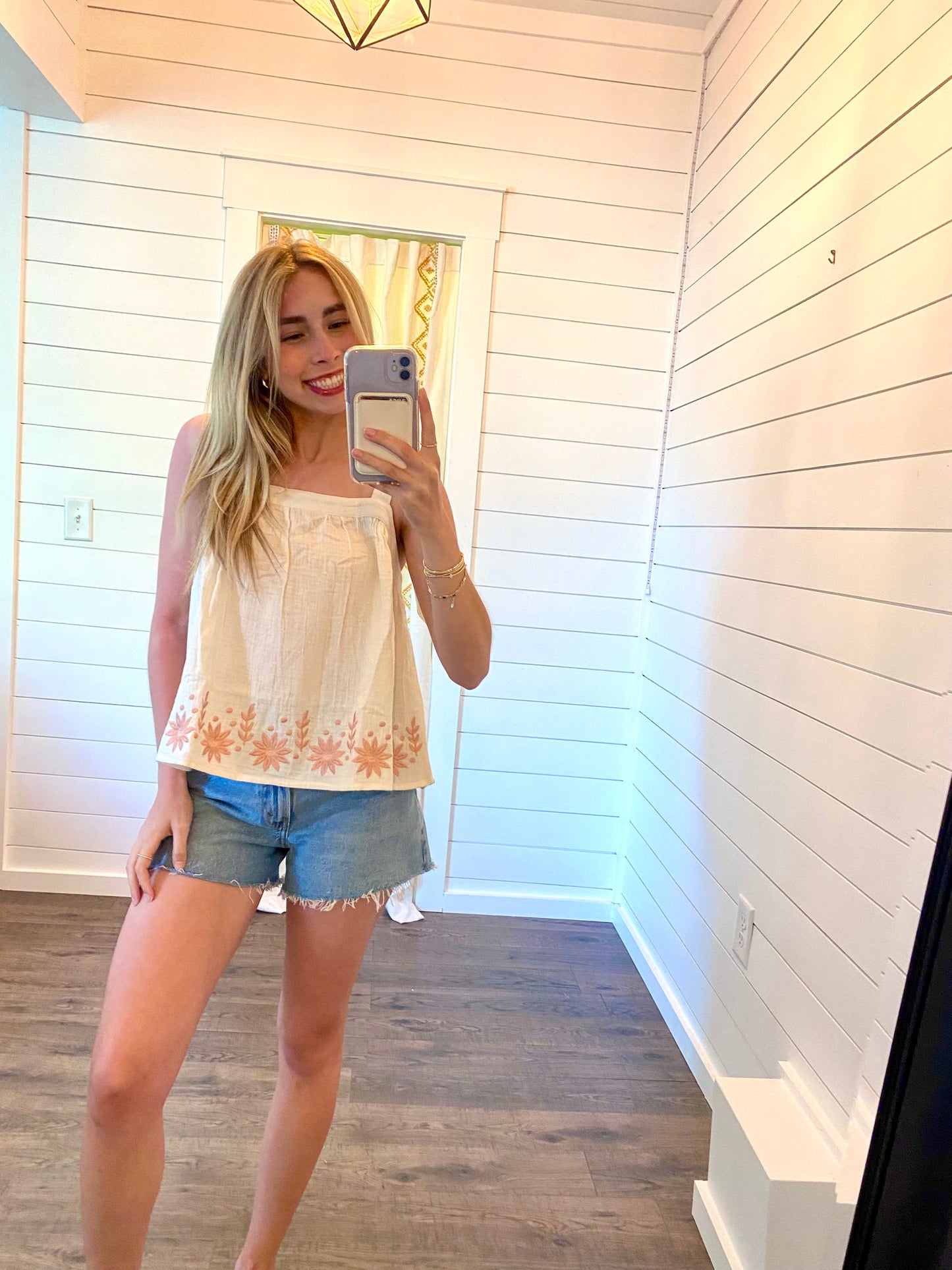 Floral Embroidered Bow Tank