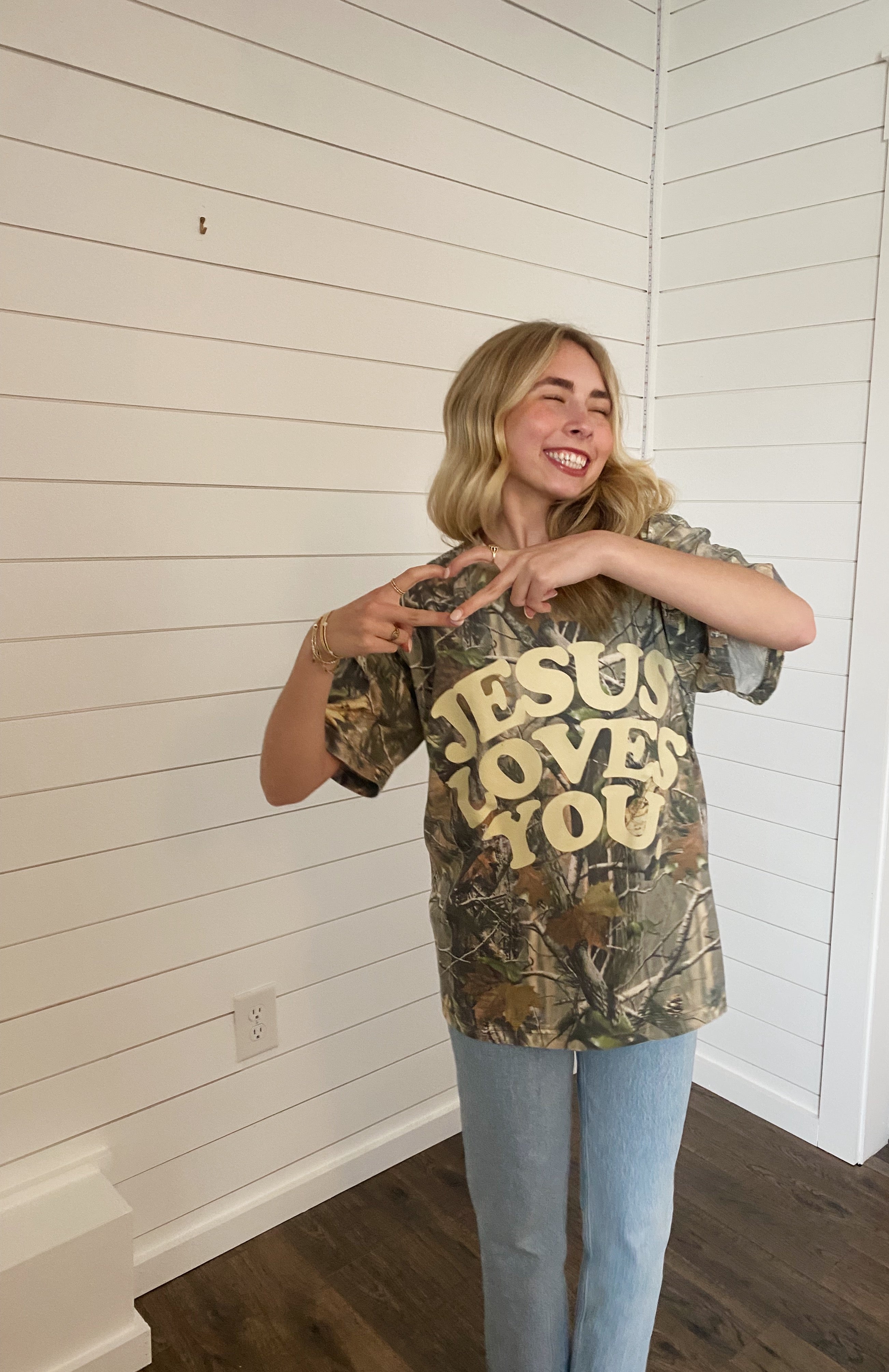 Camo Jesus Loves You Tee