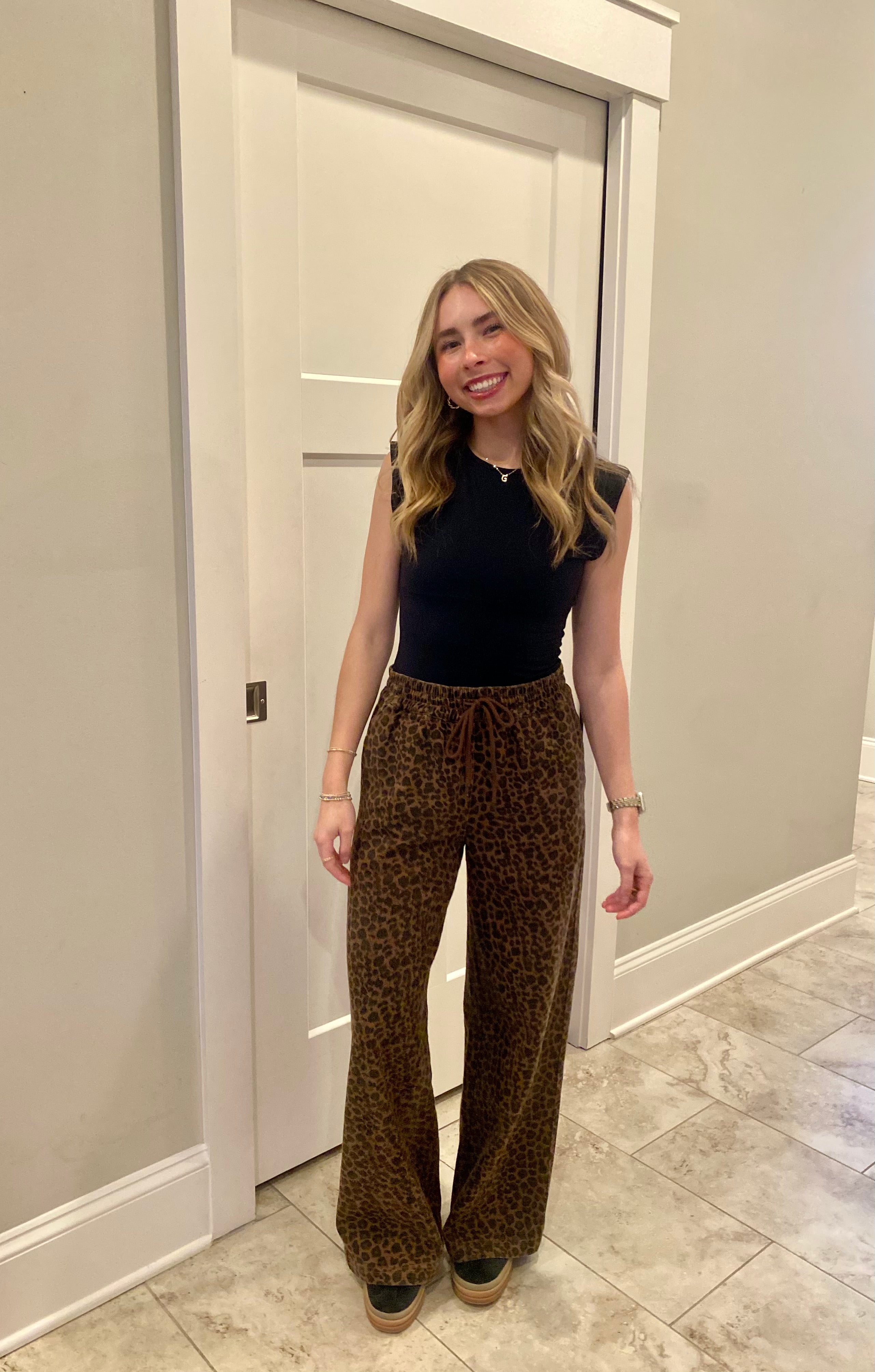 Leopard Print Track Pants