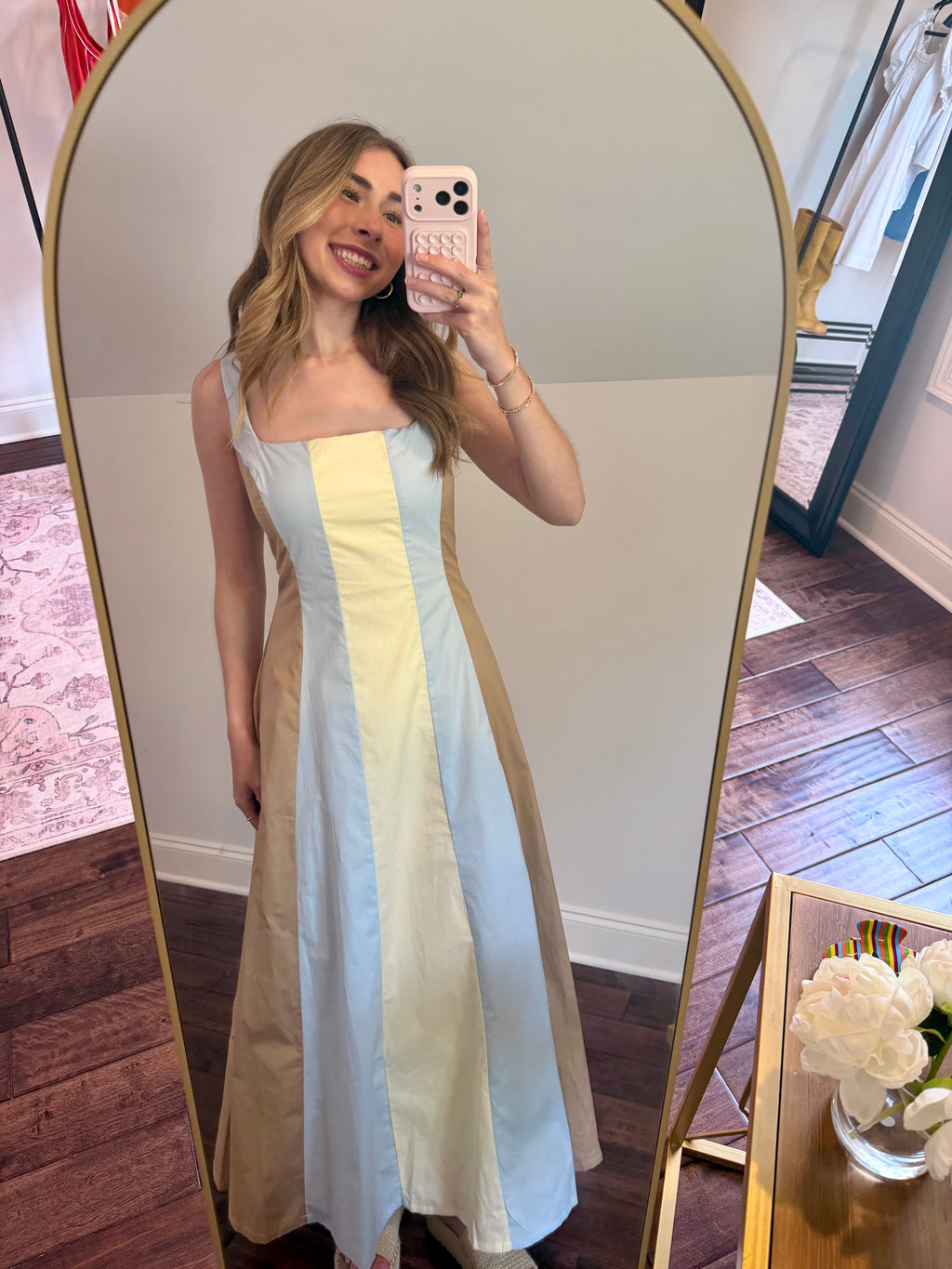 Color Block Square Neck Maxi