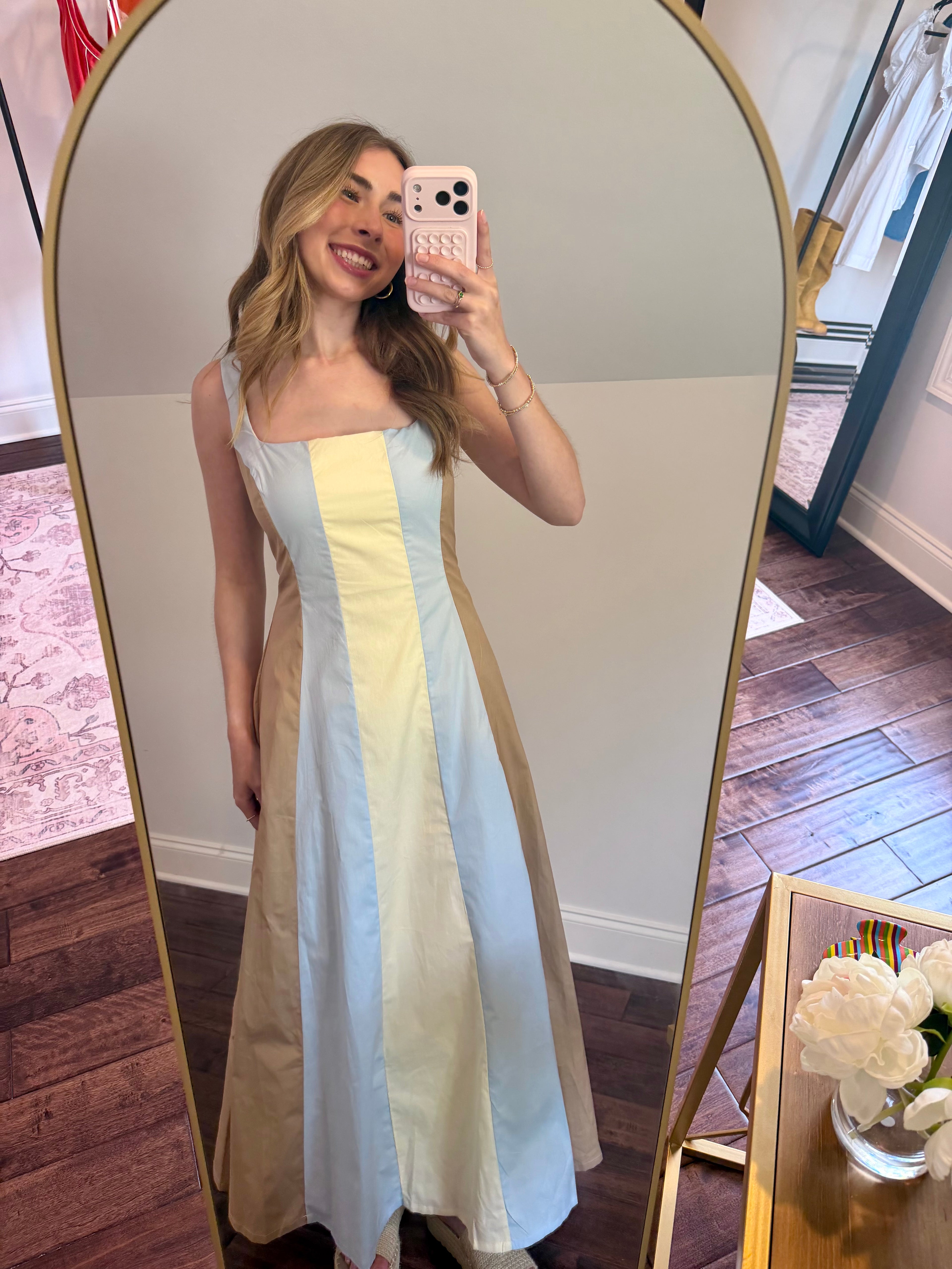Color Block Square Neck Maxi
