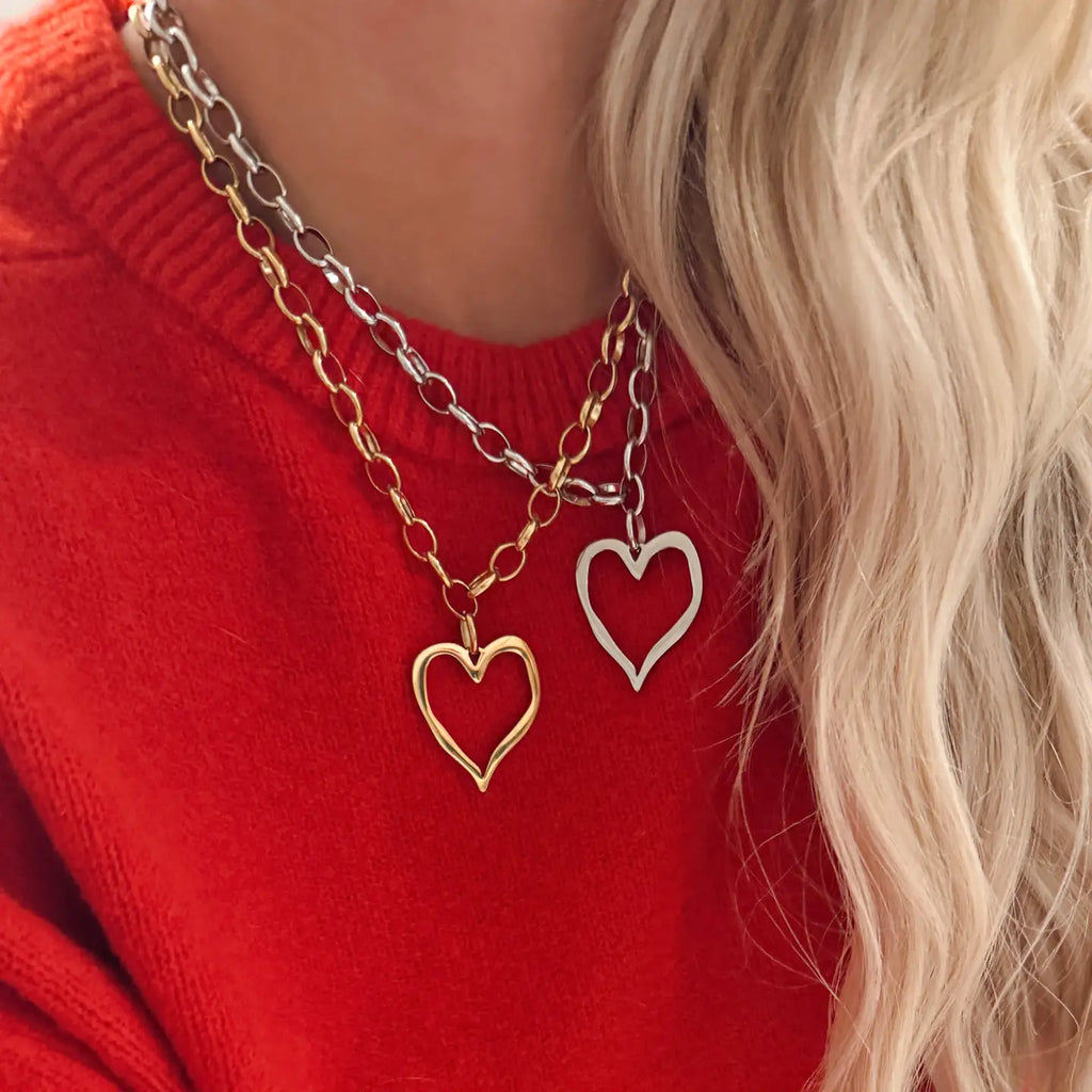 Gold Open Heart Necklace