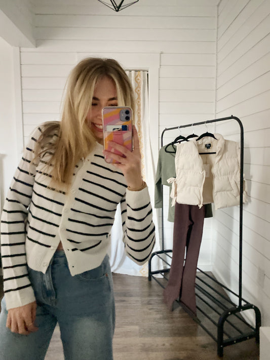 Stripe Button-Up Cardigan