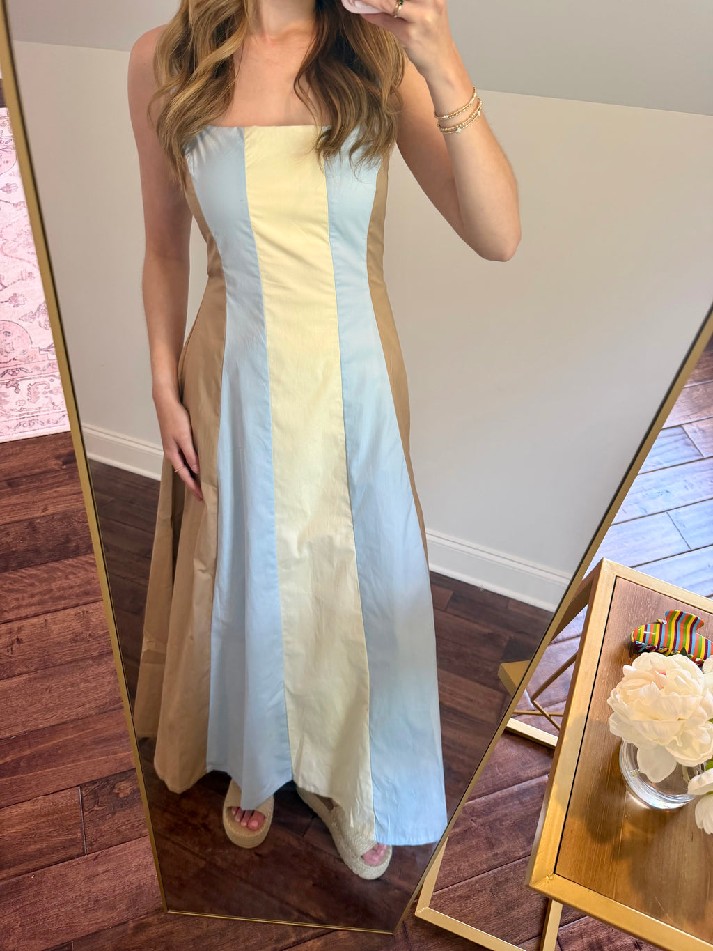 Color Block Square Neck Maxi