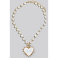 White Heart Pearl Beaded Necklace