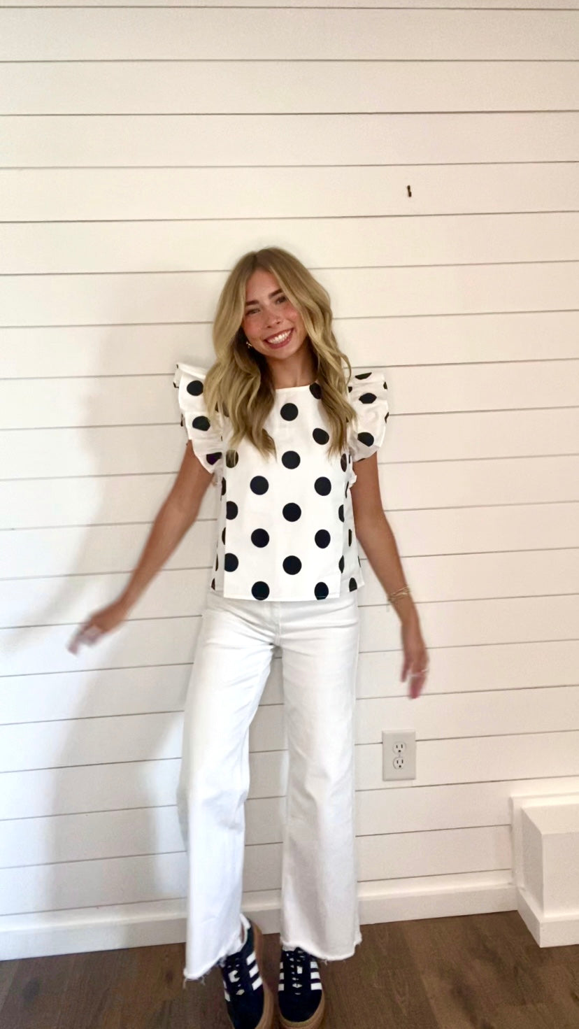 Polka Dot Ruffle Blouse