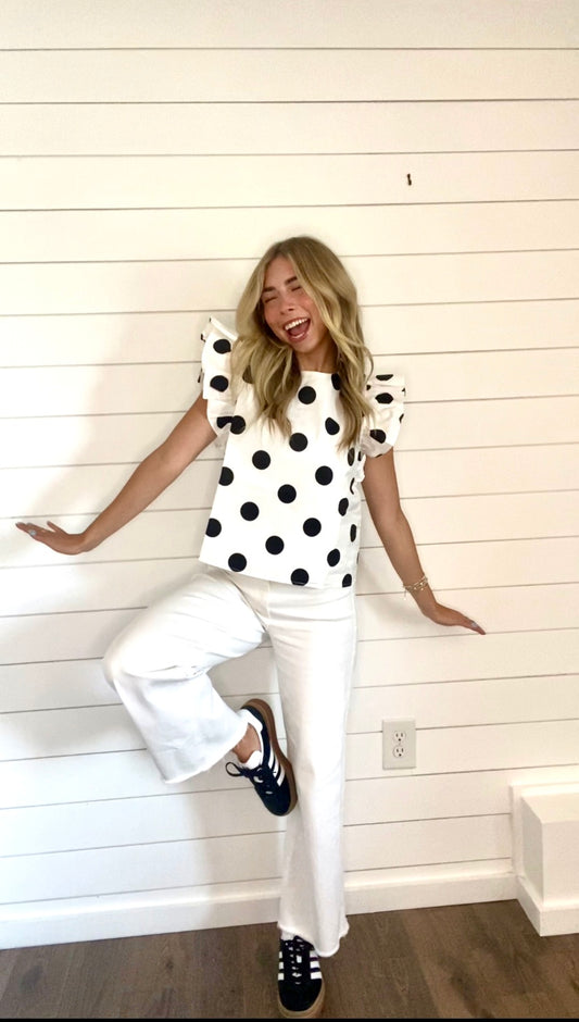 Polka Dot Ruffle Blouse
