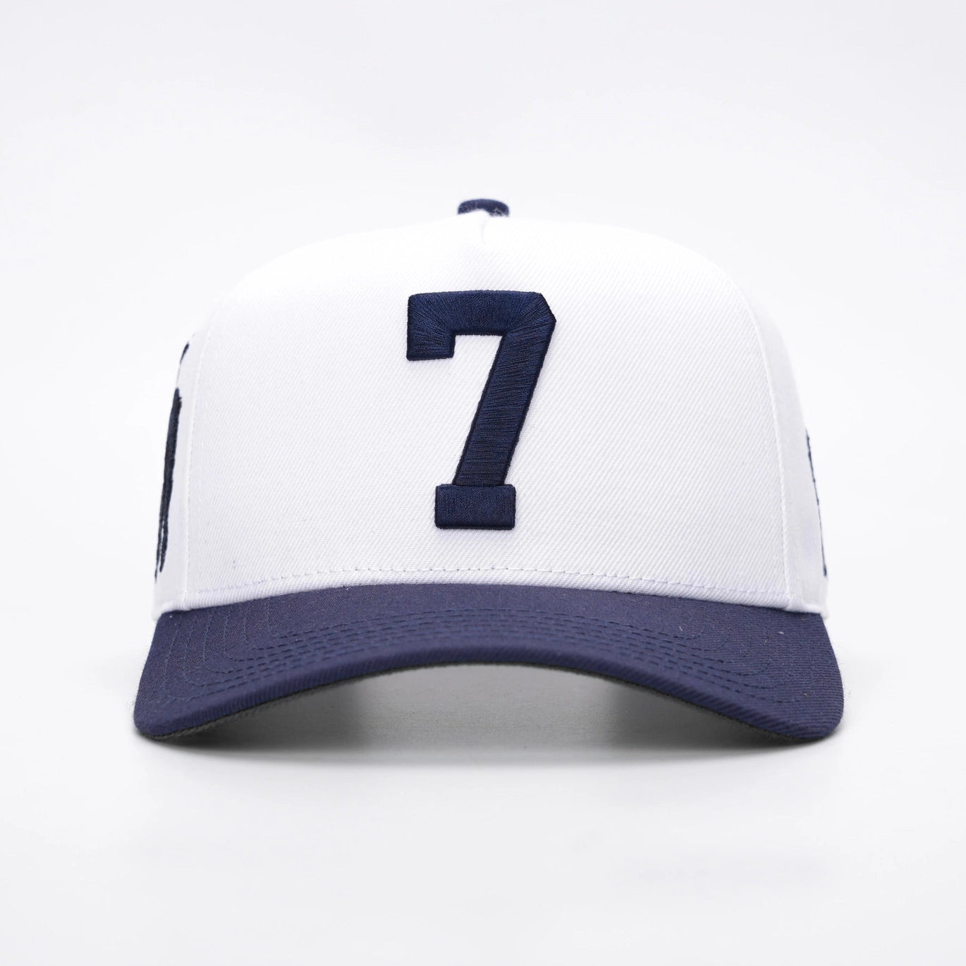 ‘7’ Premium Wool Blend Snapback - White/Navy
