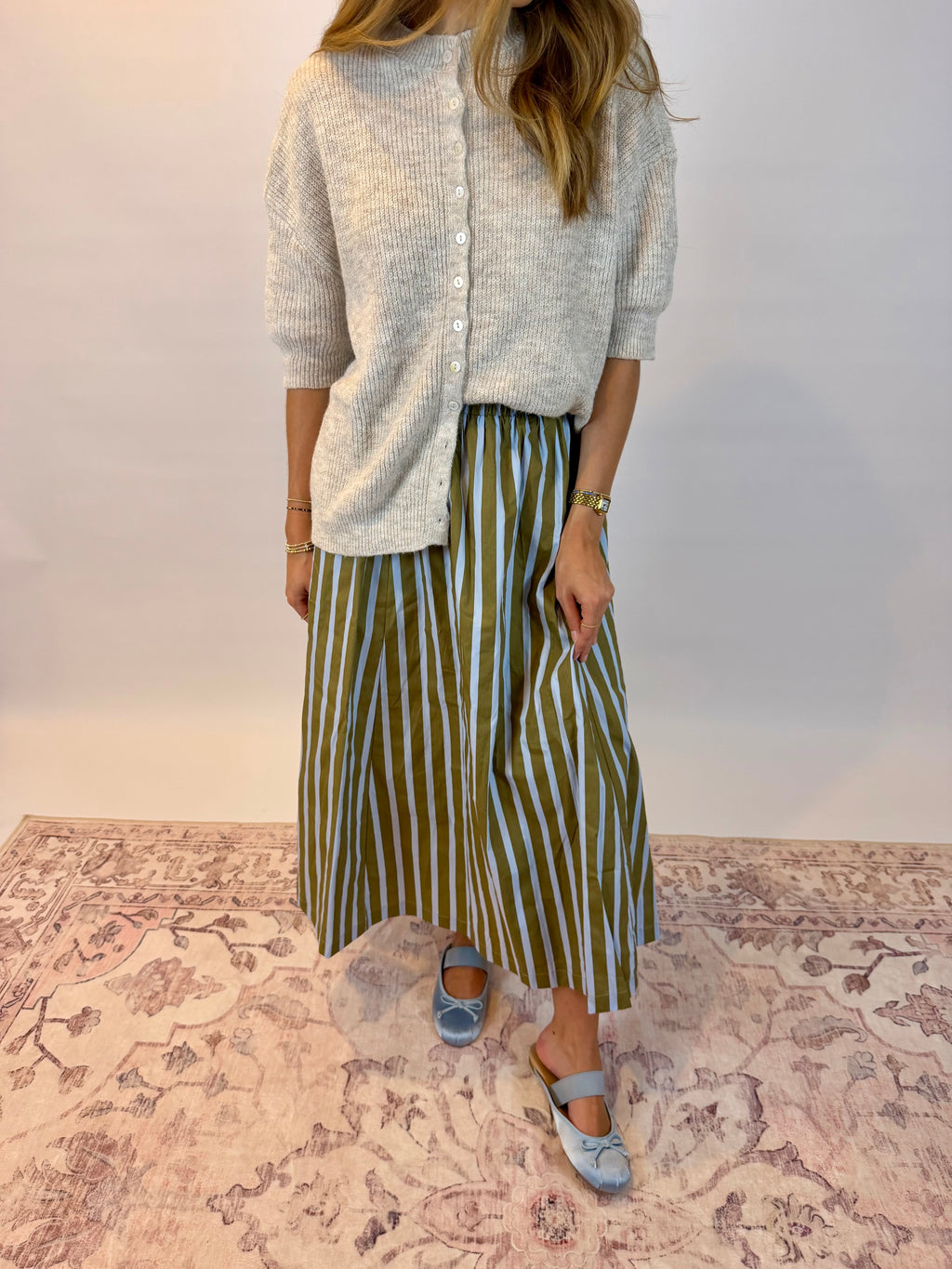 Olive Stripe Skirt