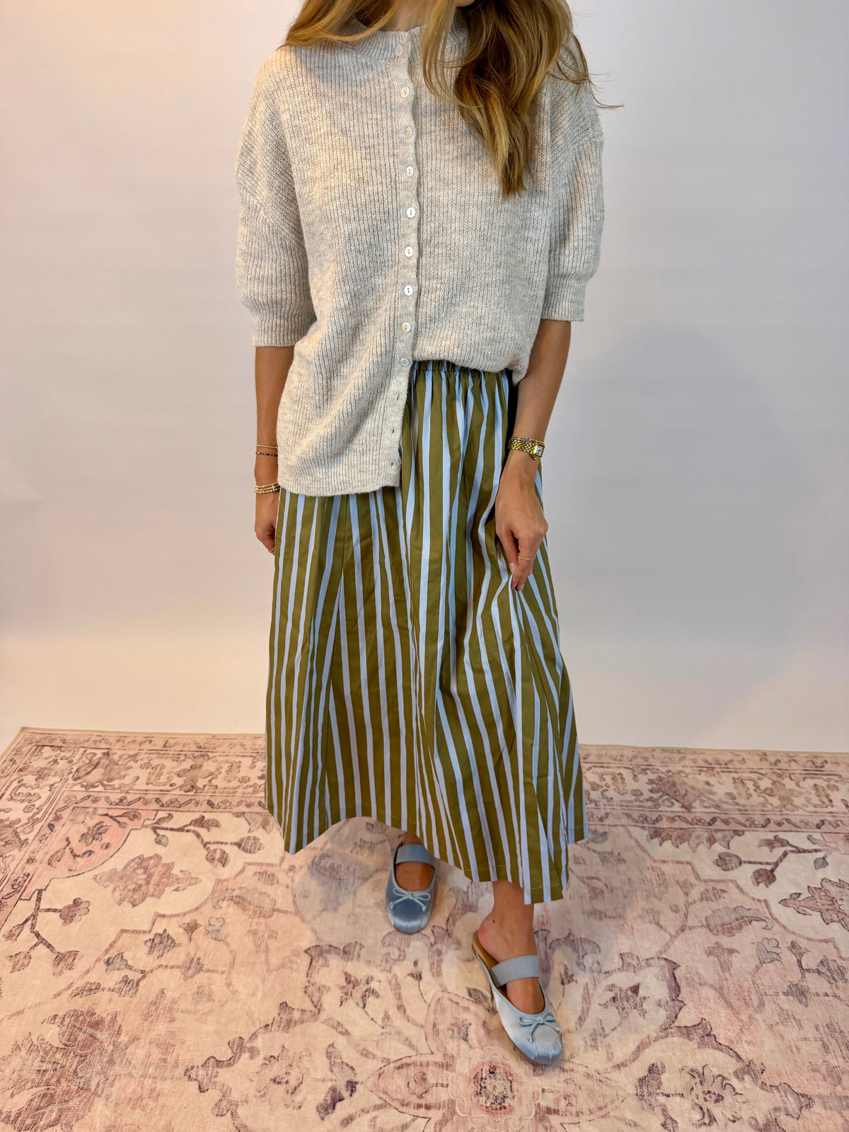 Olive Stripe Skirt