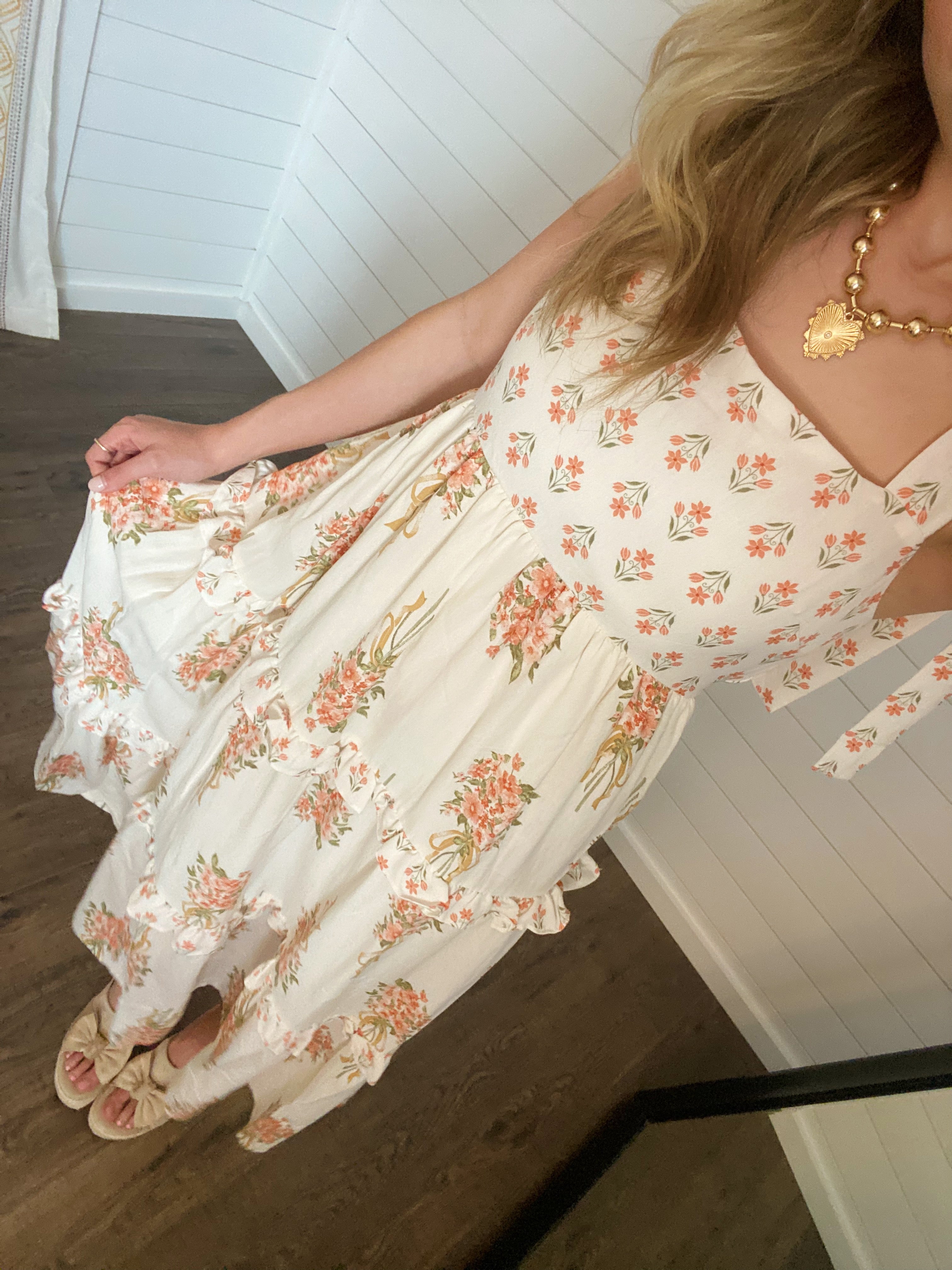 Floral Bows Maxi Dress