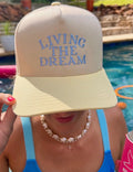 Living the Dream - Butter Yellow/ Baby Blue Trucker Hat