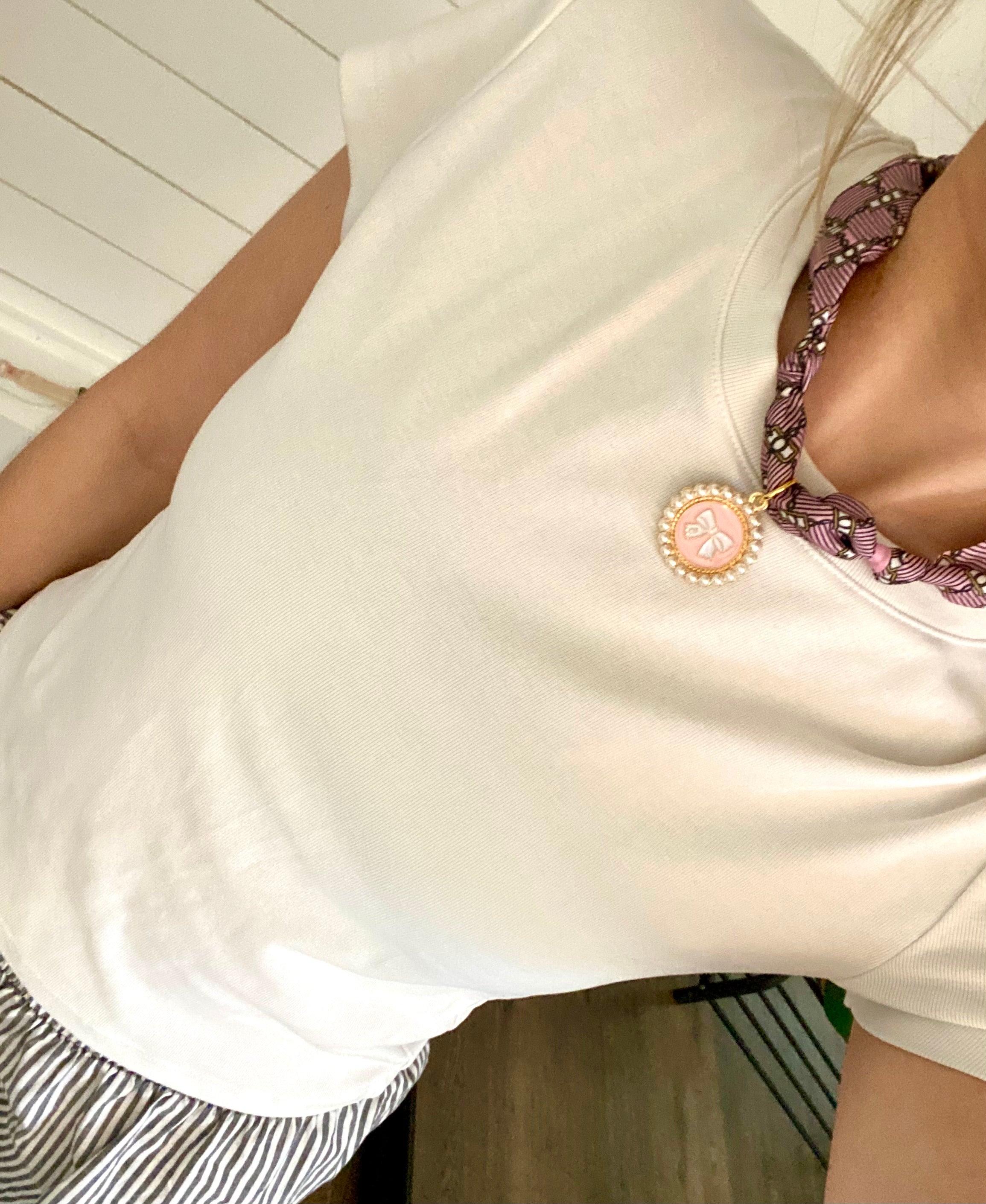 Pink + Bows Scarf Charm Necklace