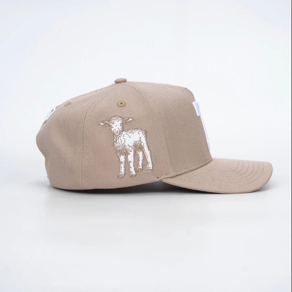 ‘7’ Premium Wool Blend Snapback - Khaki/White