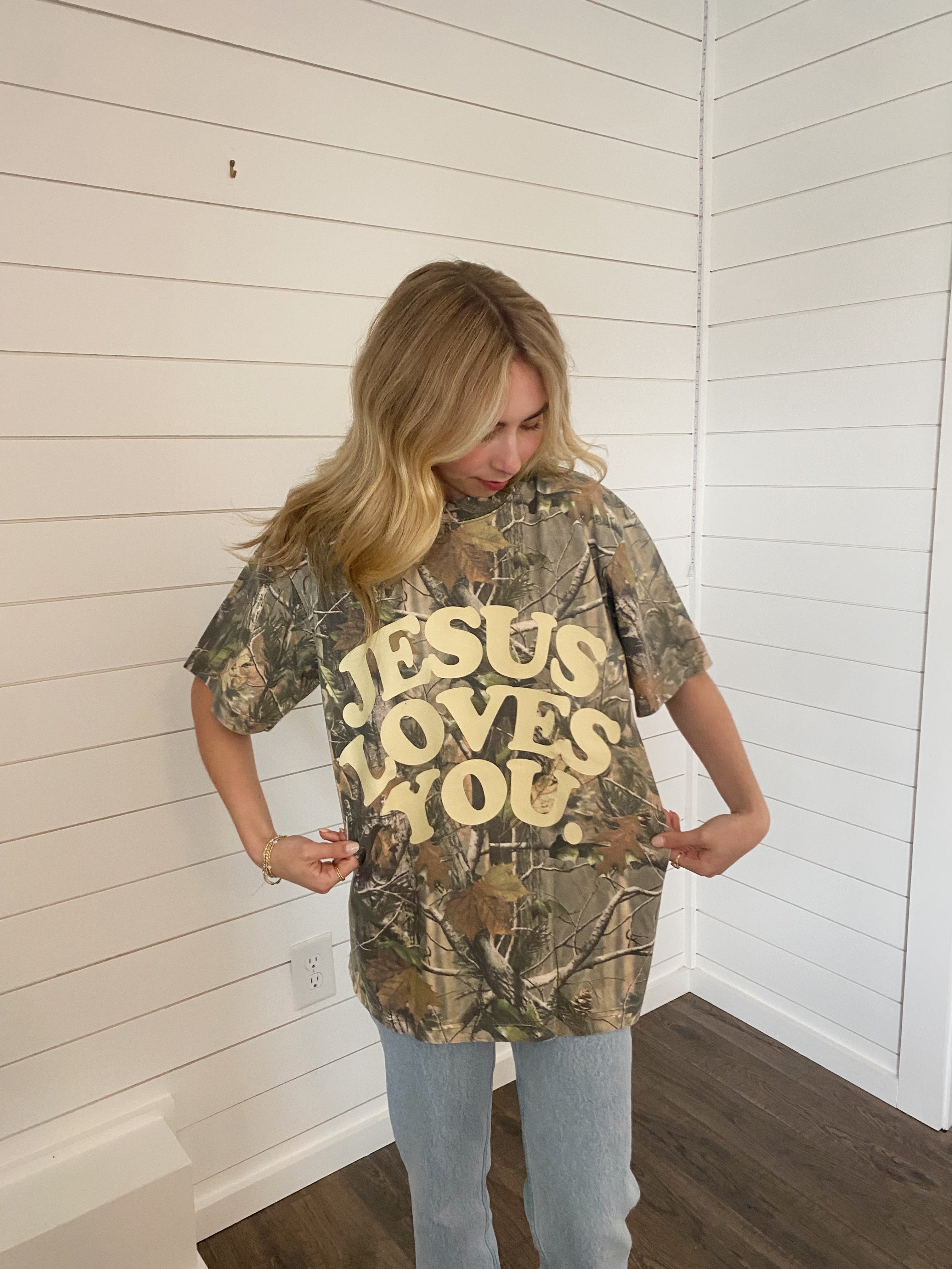 Camo Jesus Loves You Tee