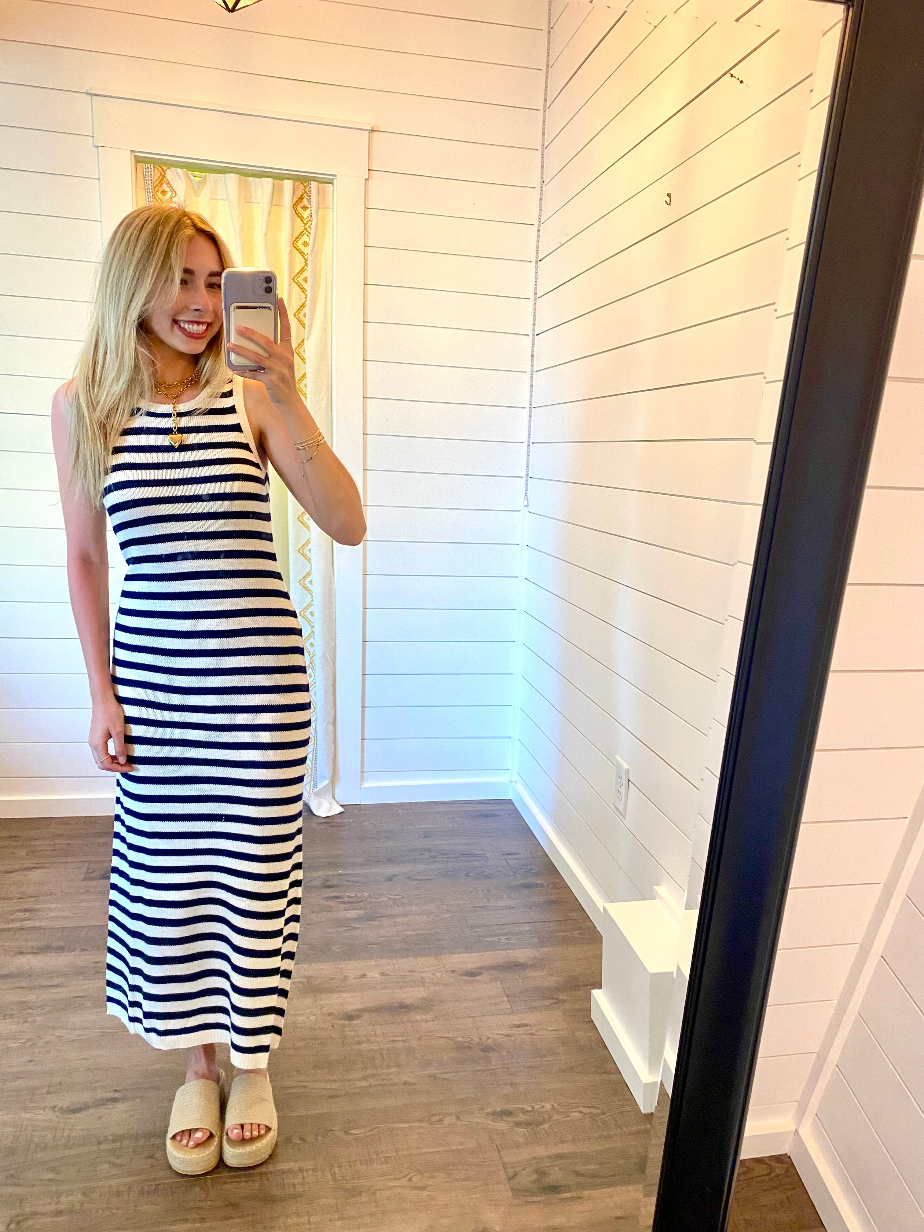 Navy Stripe Knit Dress