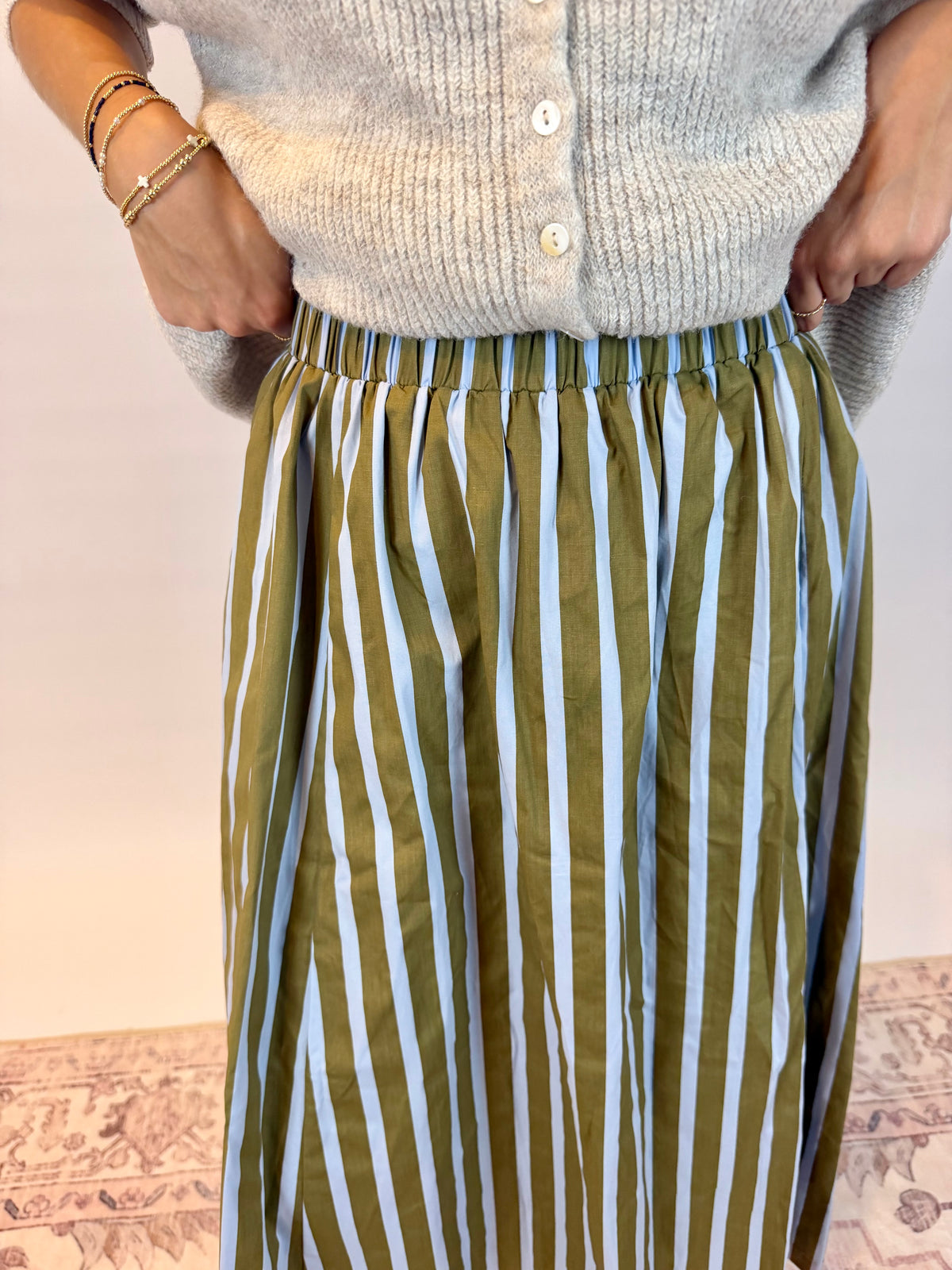 Olive Stripe Skirt