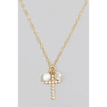 Pearl Studded Cross Necklace