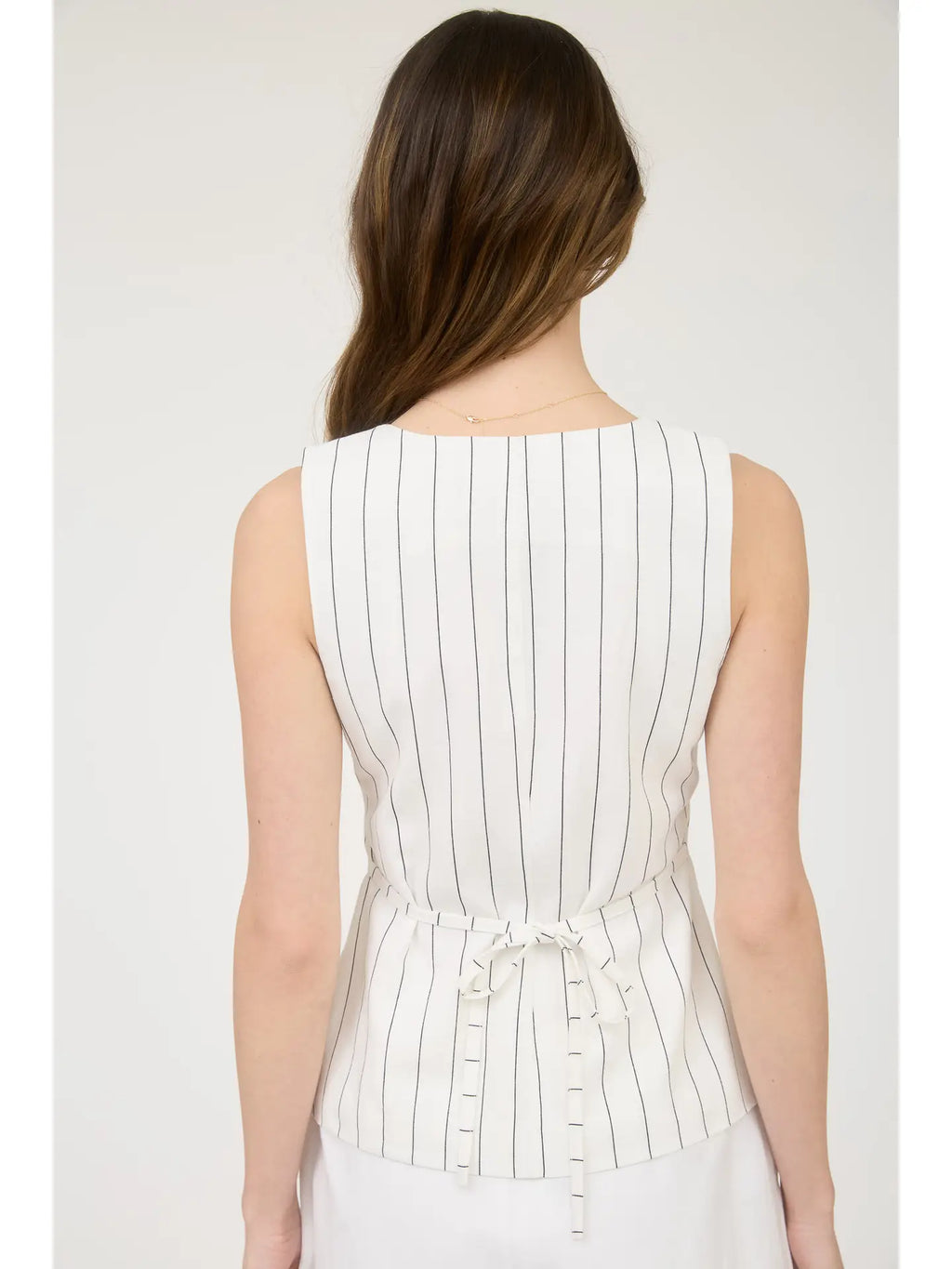 Linen Vest Top - Pinstripe