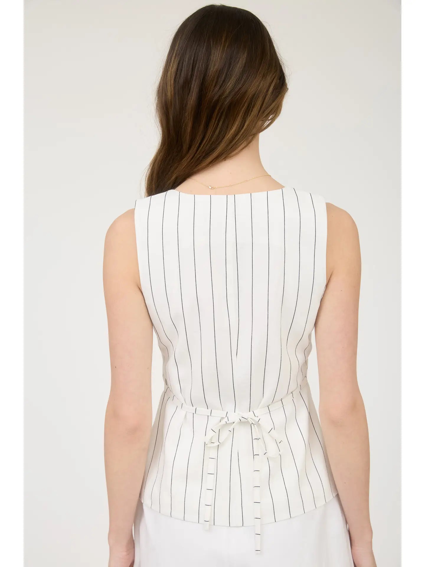 Linen Vest Top - Pinstripe