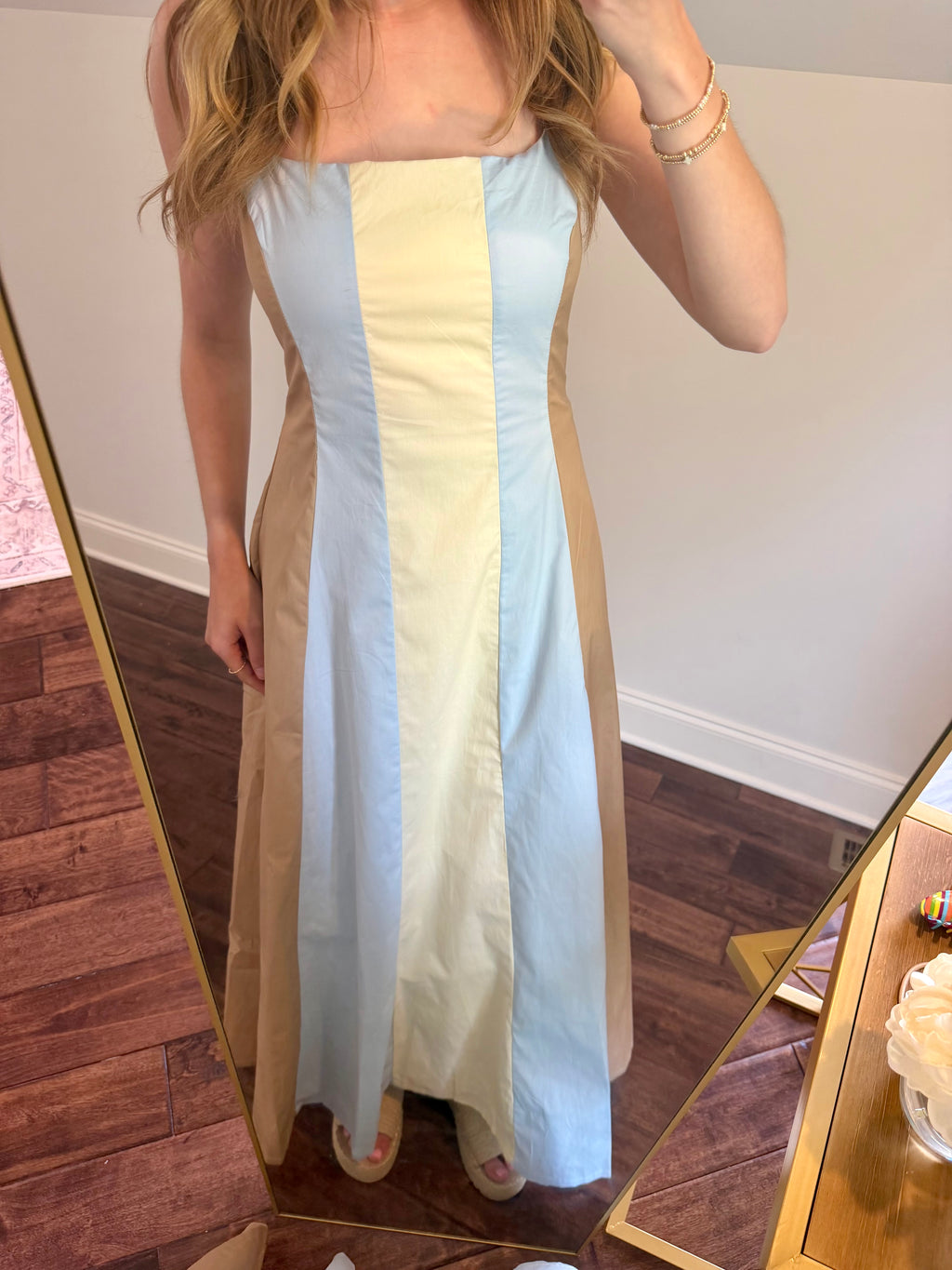 Color Block Square Neck Maxi