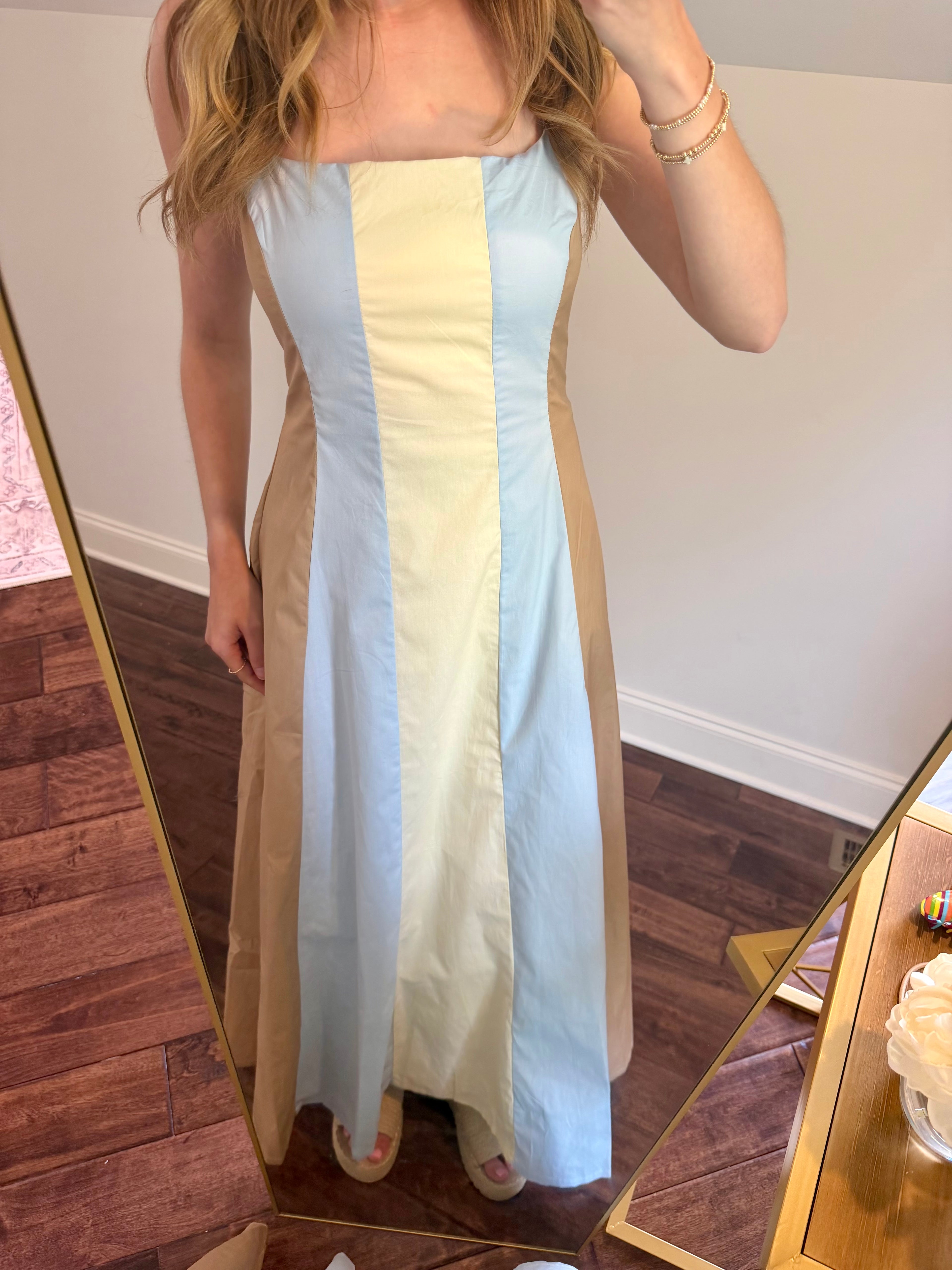 Color Block Square Neck Maxi
