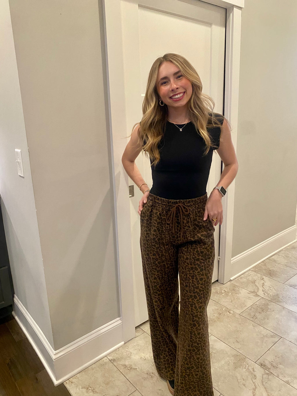 Leopard Print Track Pants