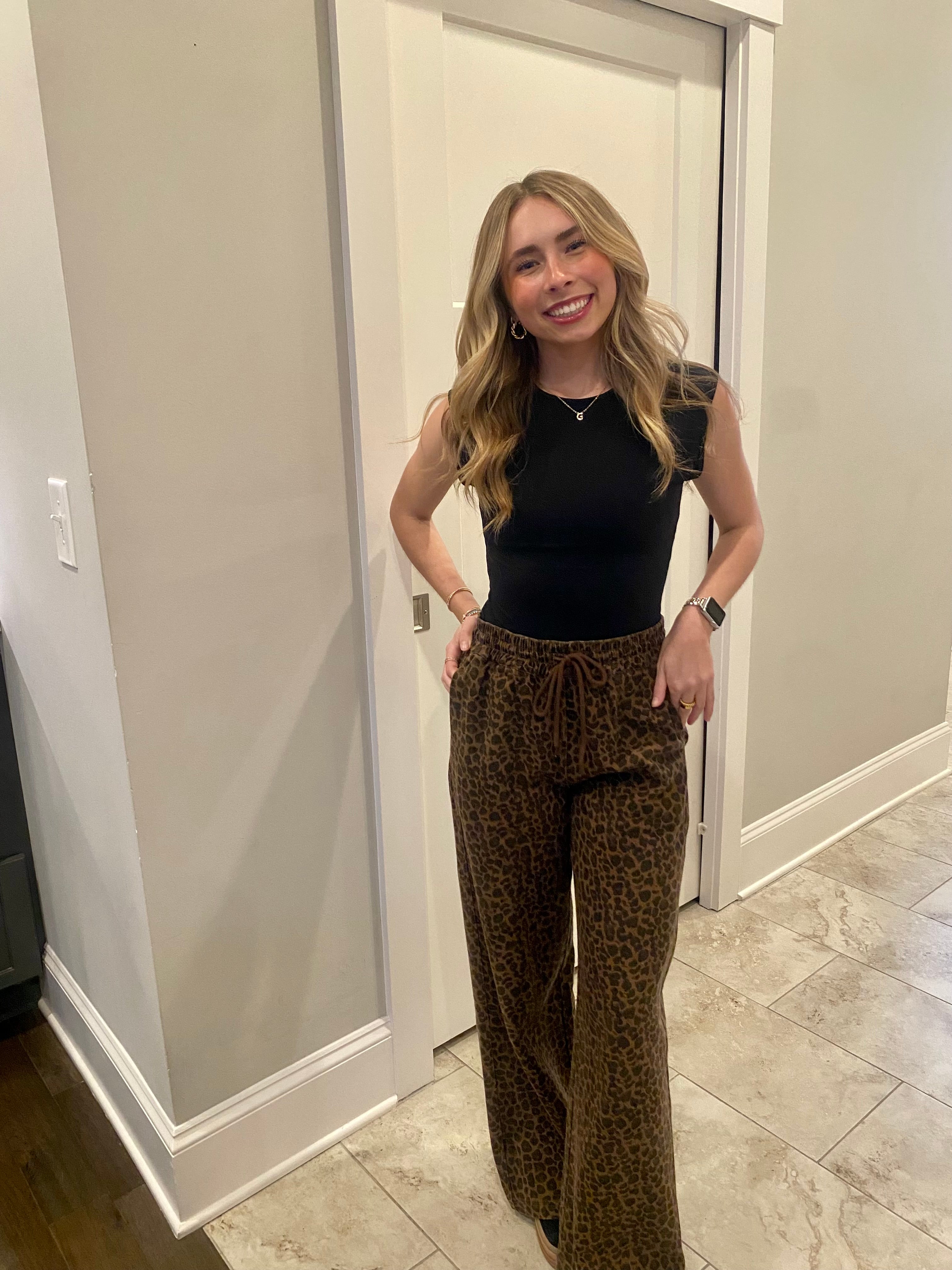 Leopard Print Track Pants