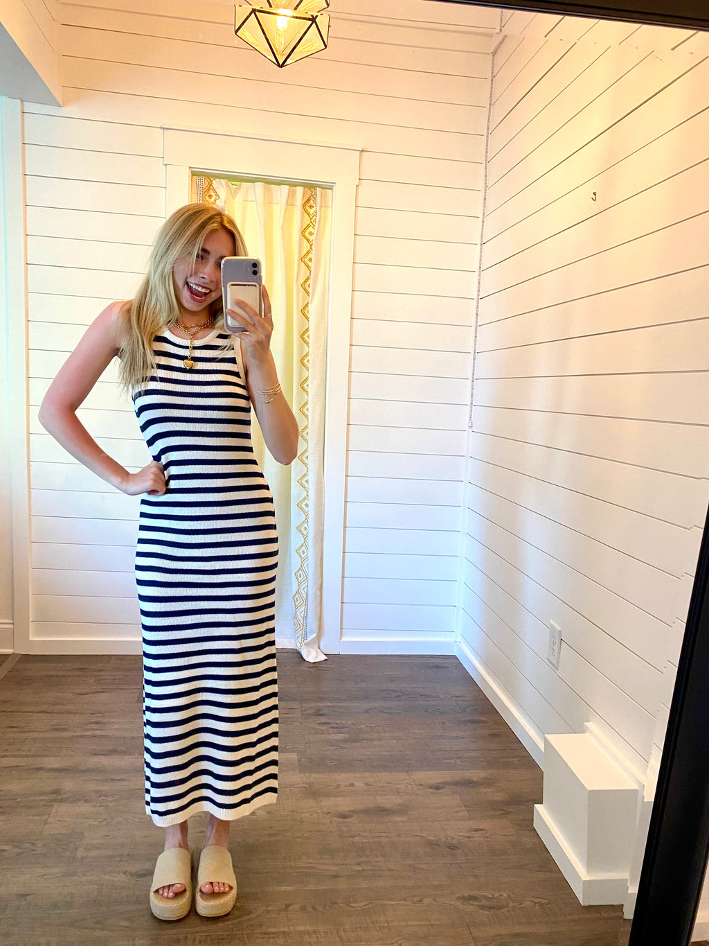 Navy Stripe Knit Dress