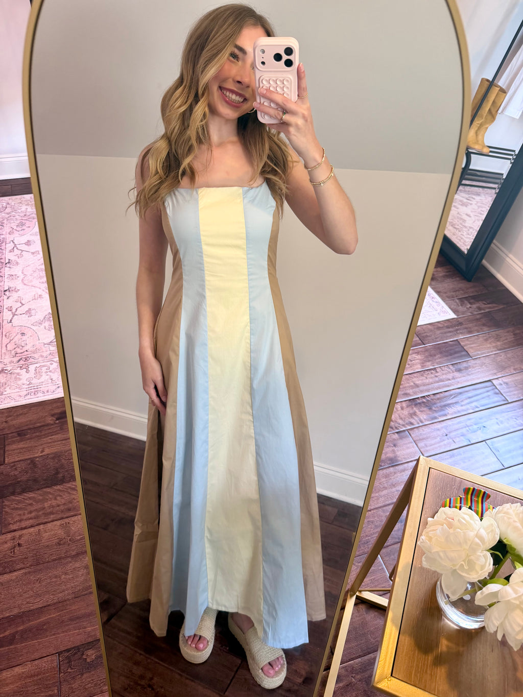 Color Block Square Neck Maxi