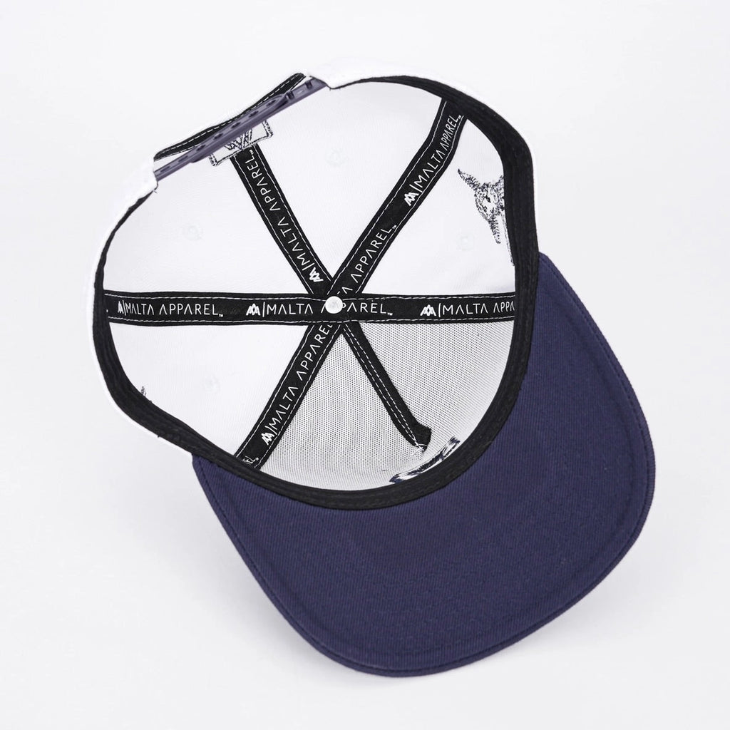 ‘7’ Premium Wool Blend Snapback - White/Navy