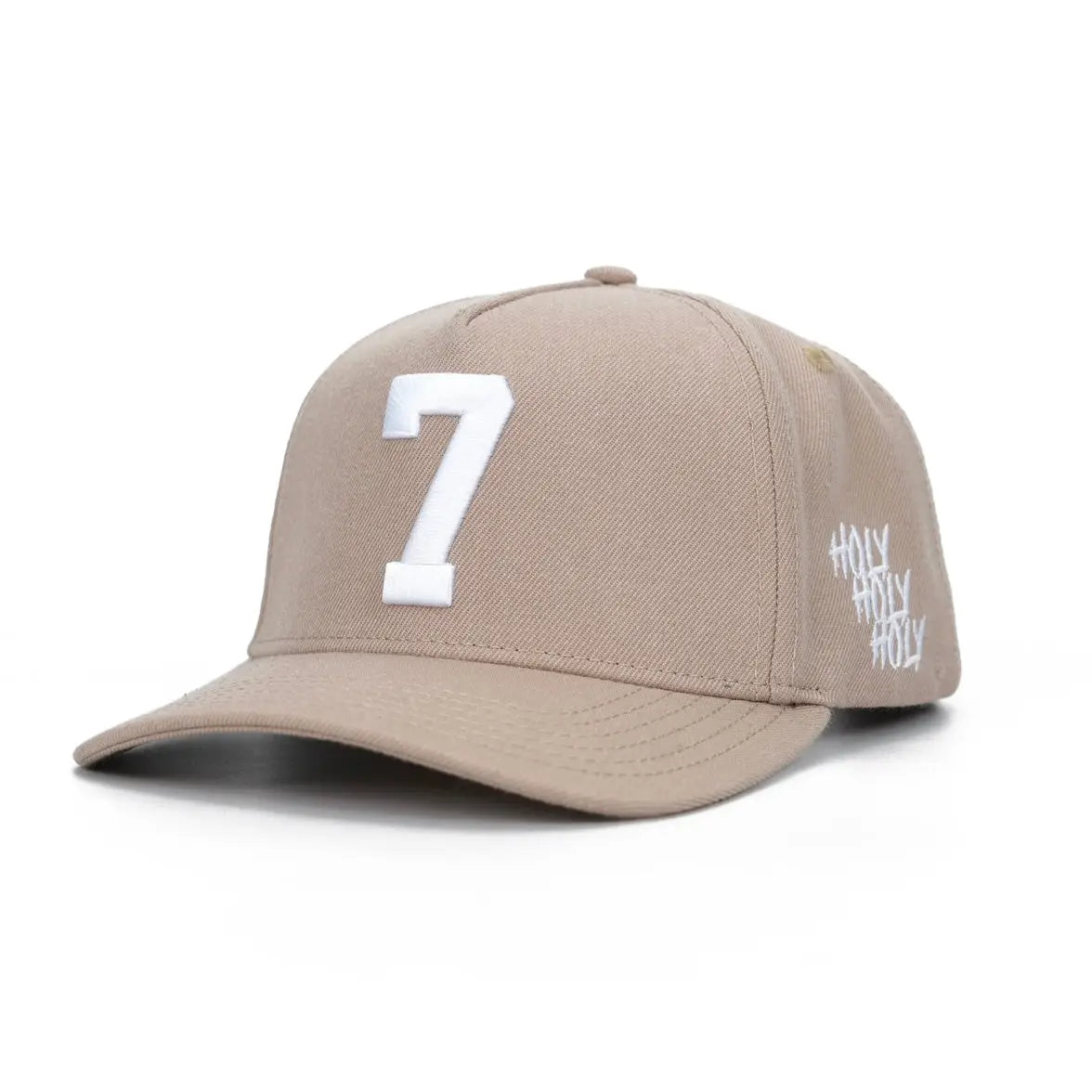‘7’ Premium Wool Blend Snapback - Khaki/White
