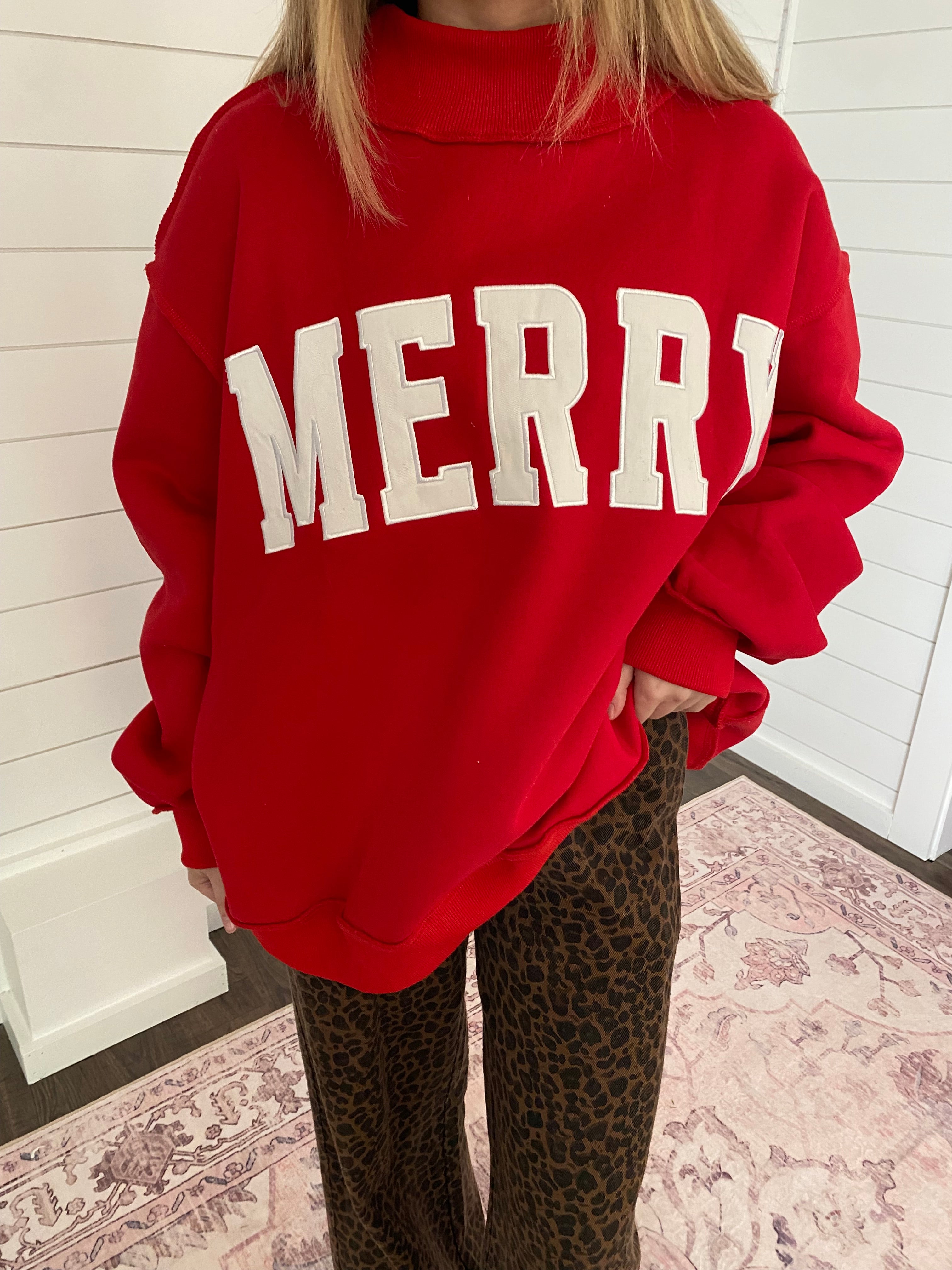 Merry Embroidered Mockneck