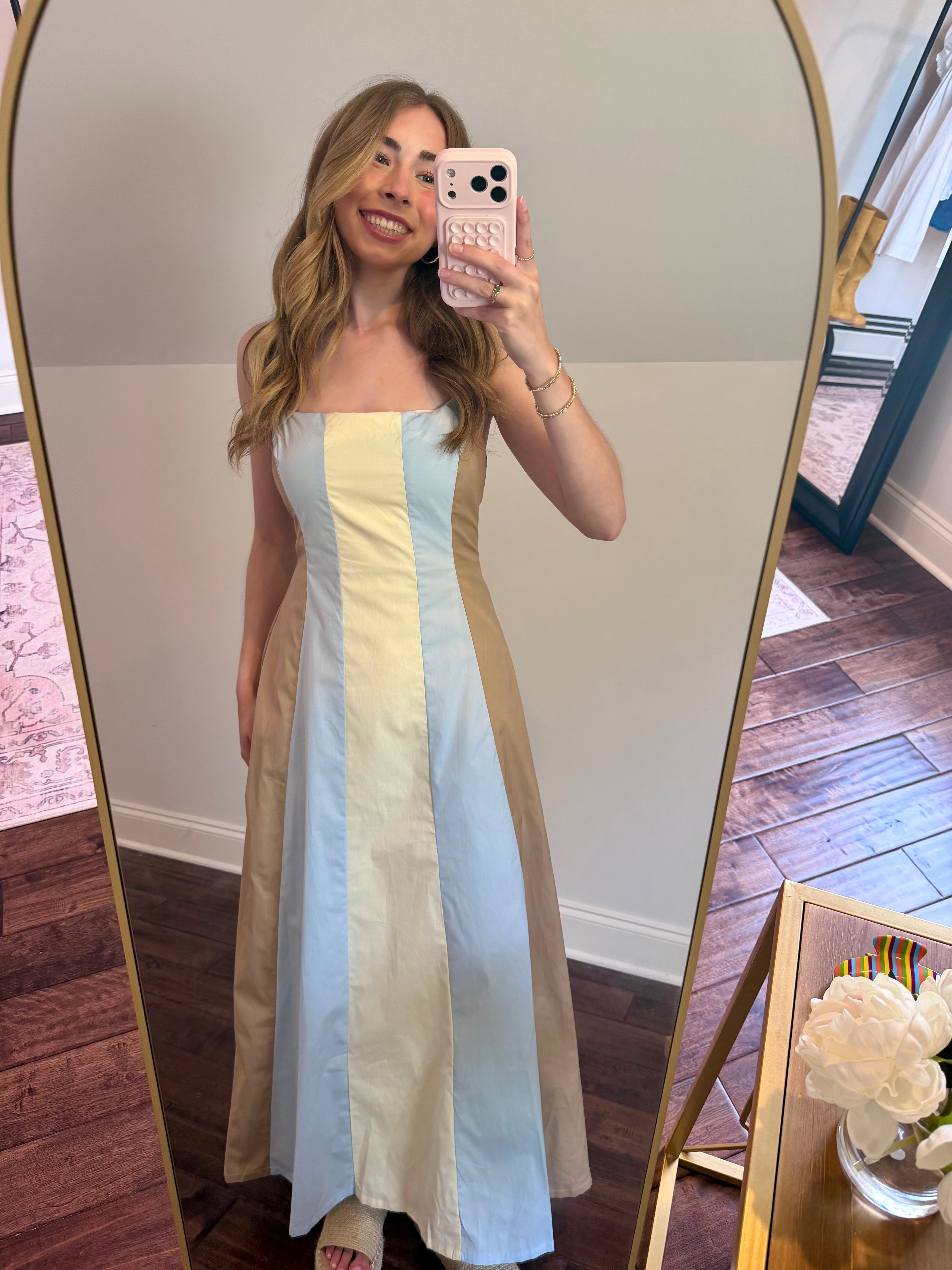 Color Block Square Neck Maxi