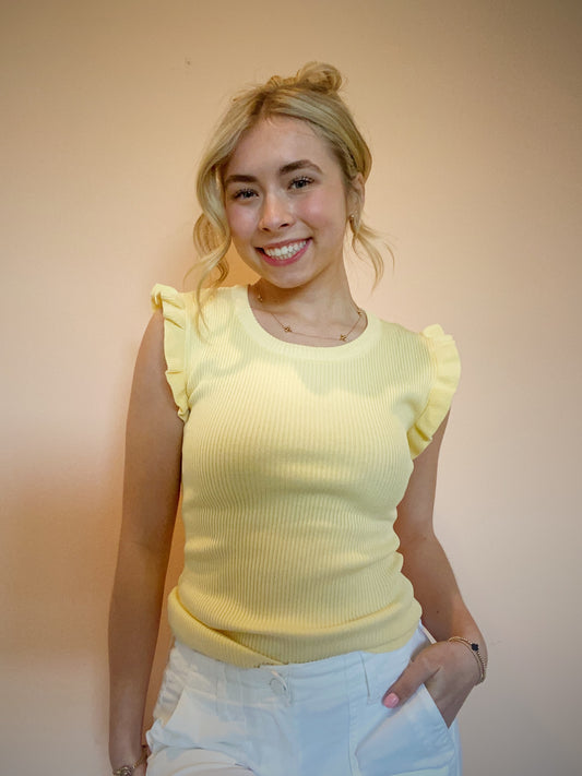 Sunny Days Knit Ruffle Top