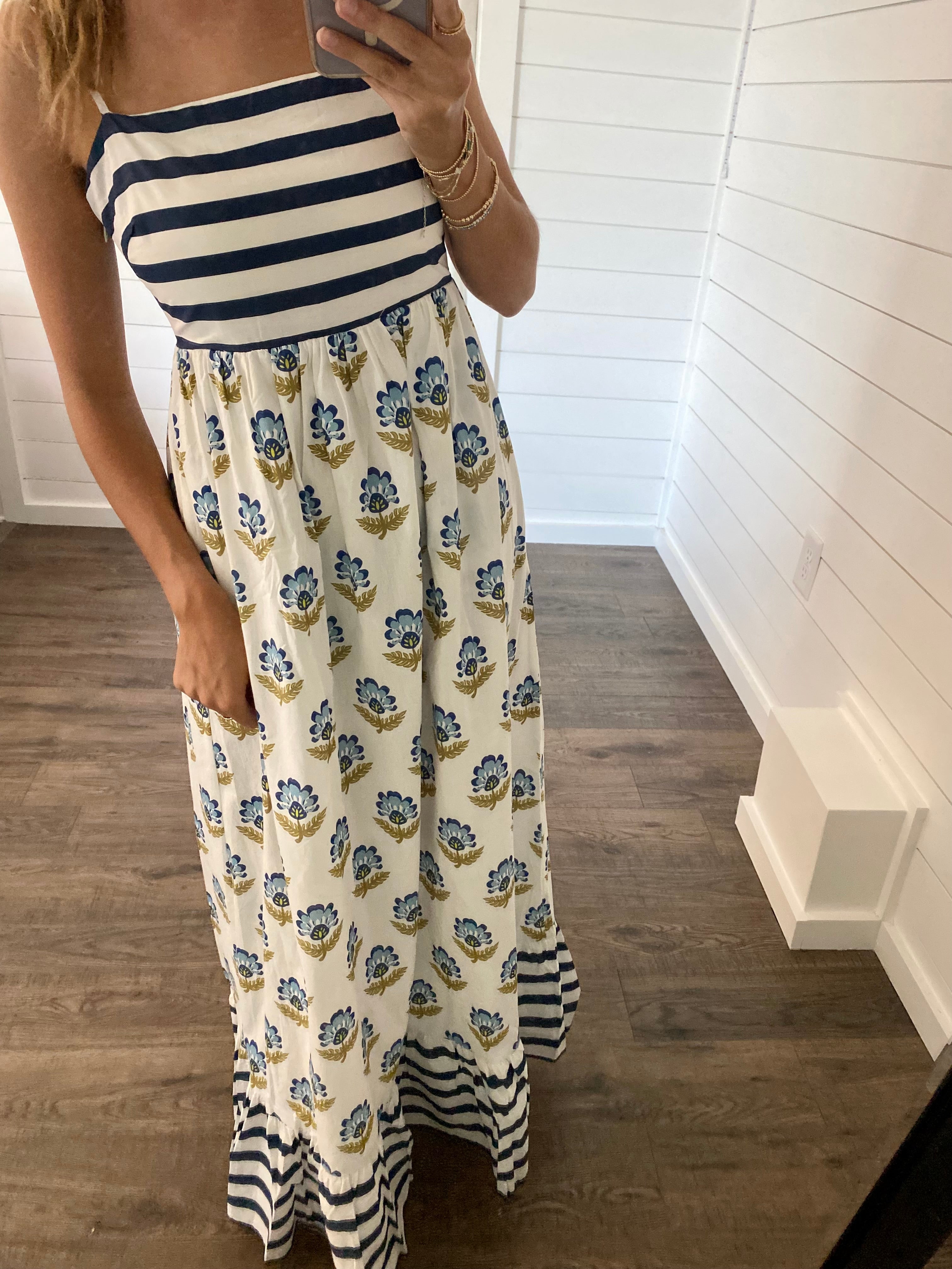 Striped Navy Maxi Dress