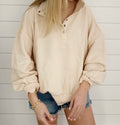 Cream Snap Button Pullover