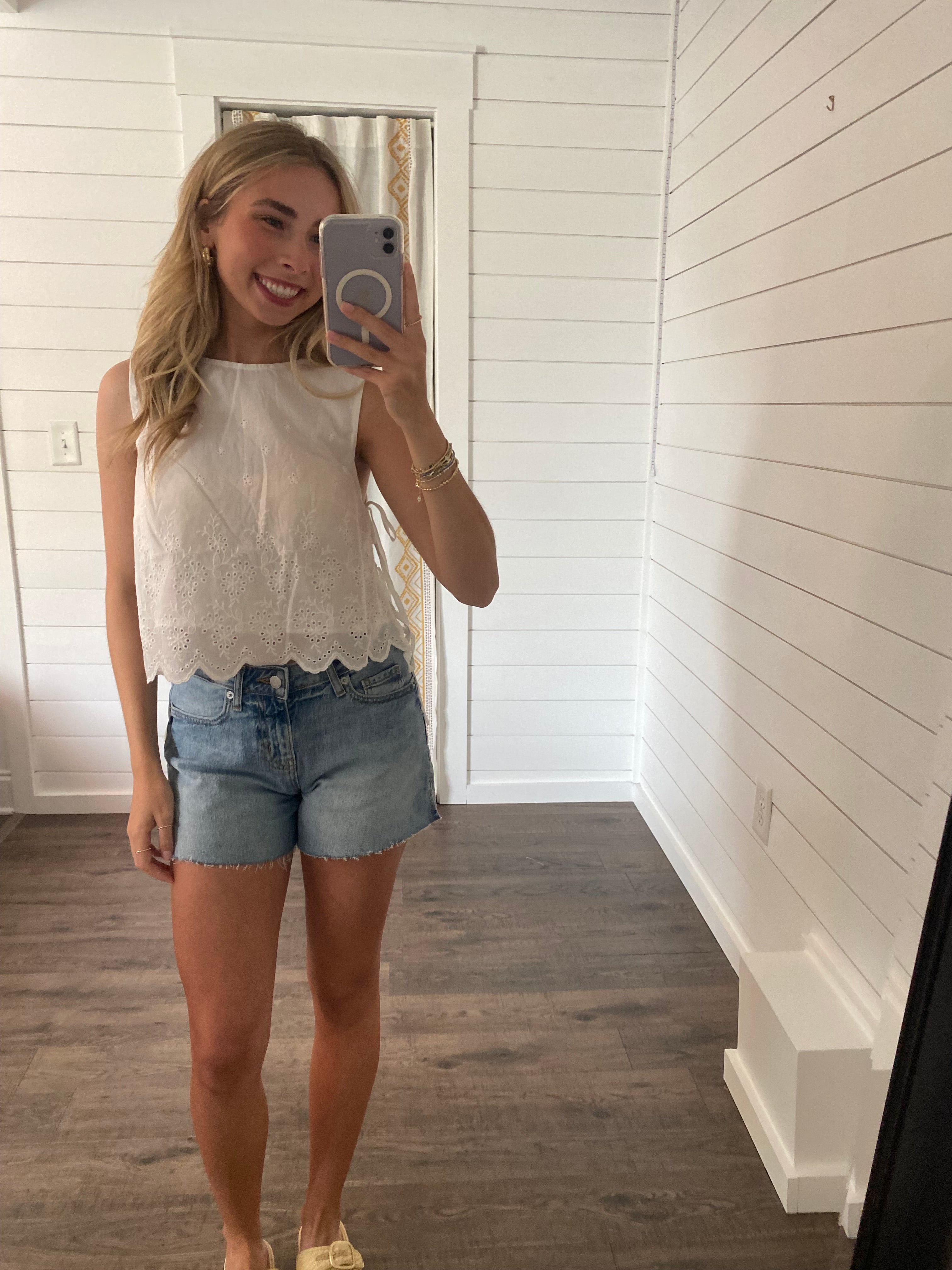 White Eyelet Lace Tank