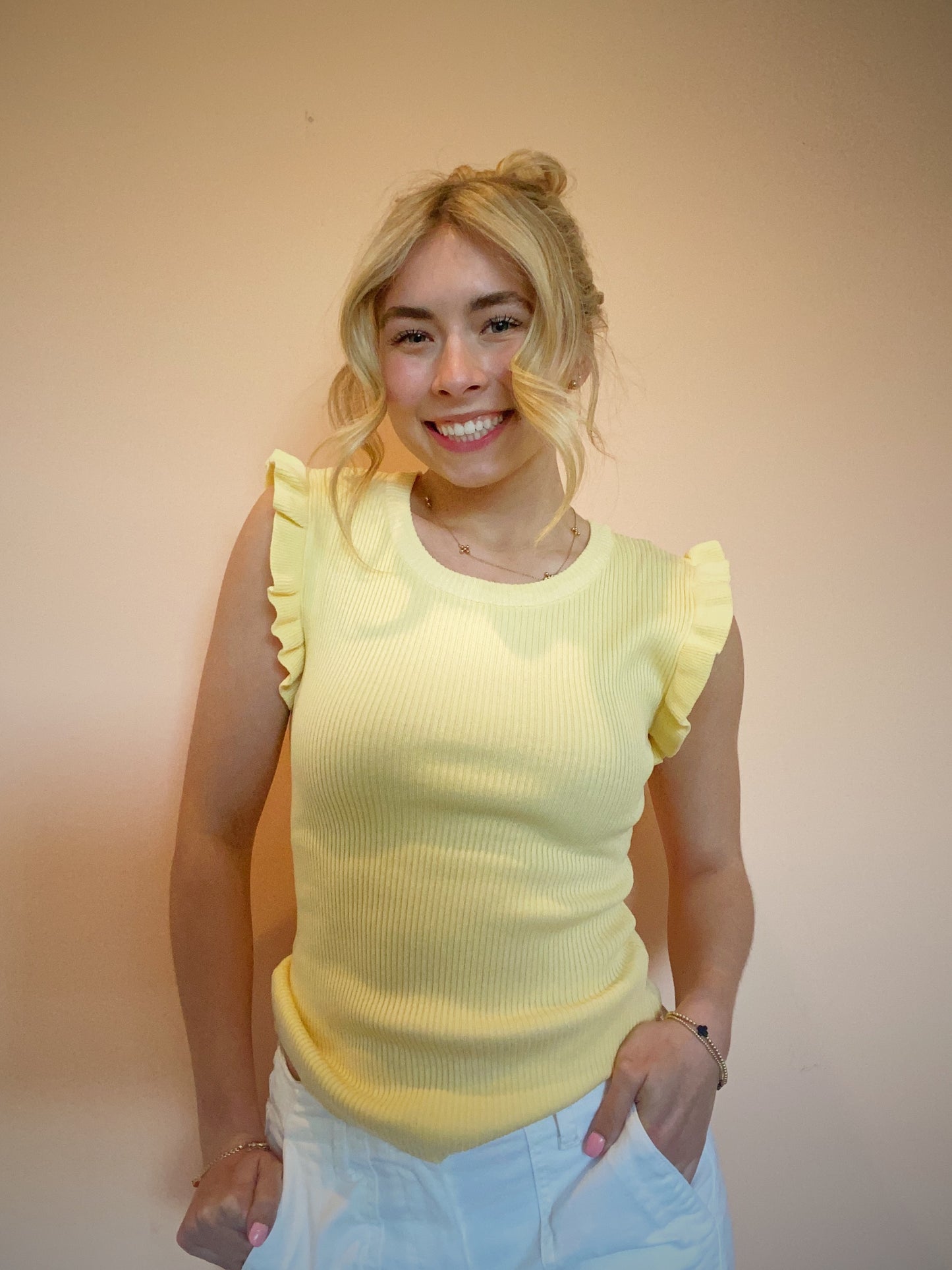 Sunny Days Knit Ruffle Top