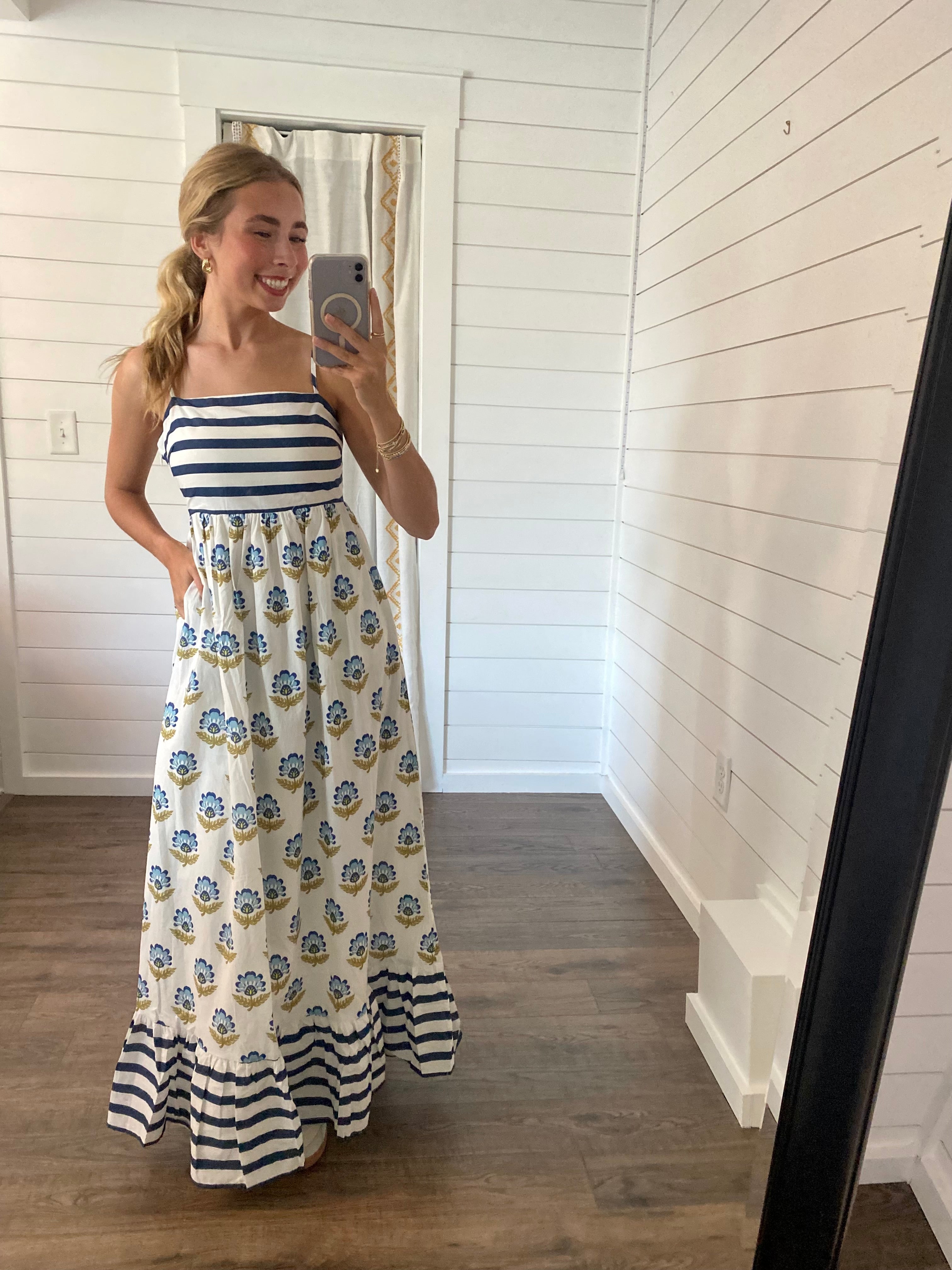 Striped Navy Maxi Dress