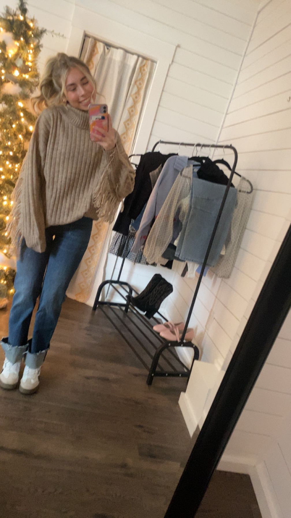 Turtle Neck Fringe Sweater