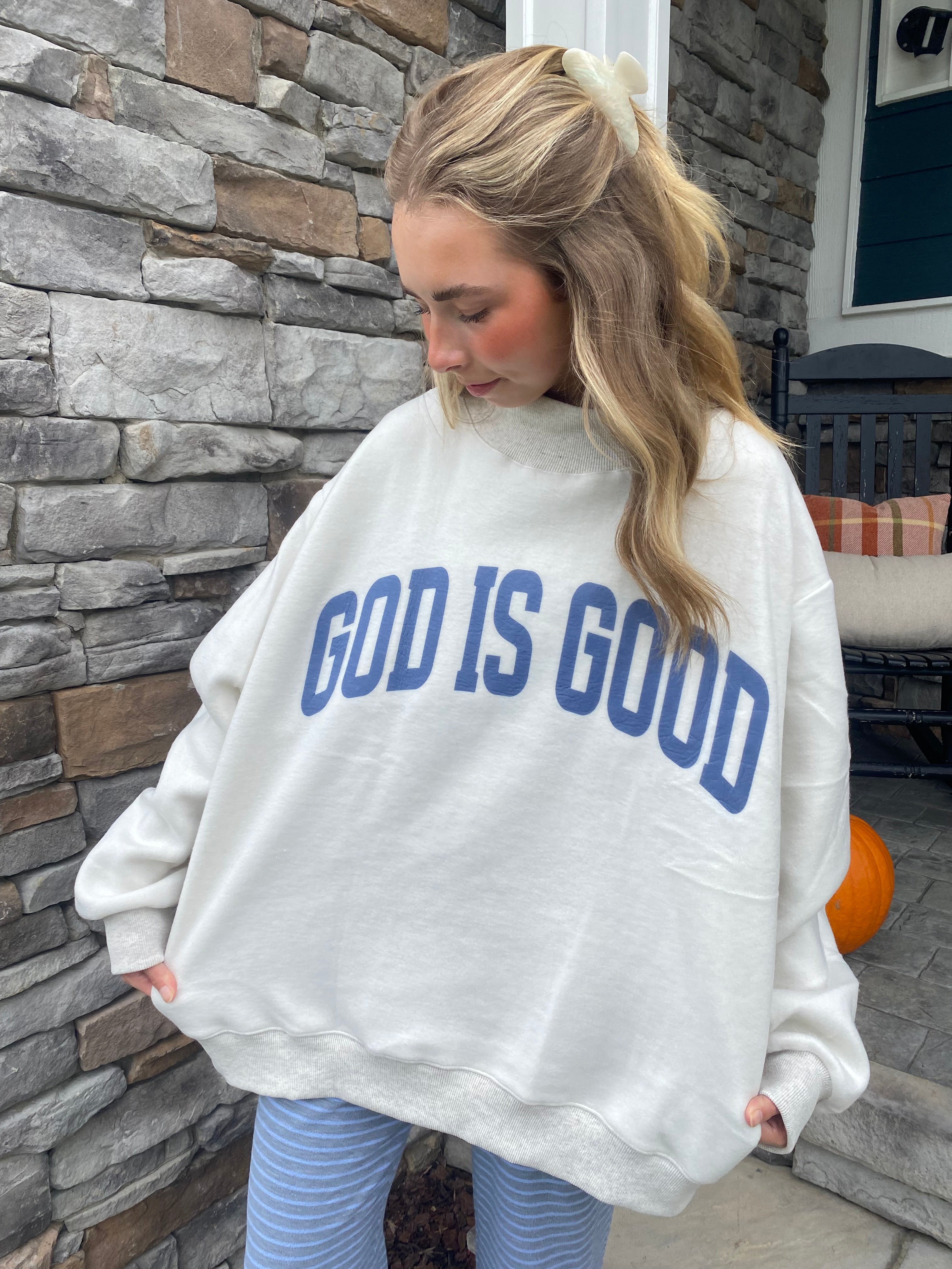 Jesus + God is Good Reversible Mockneck