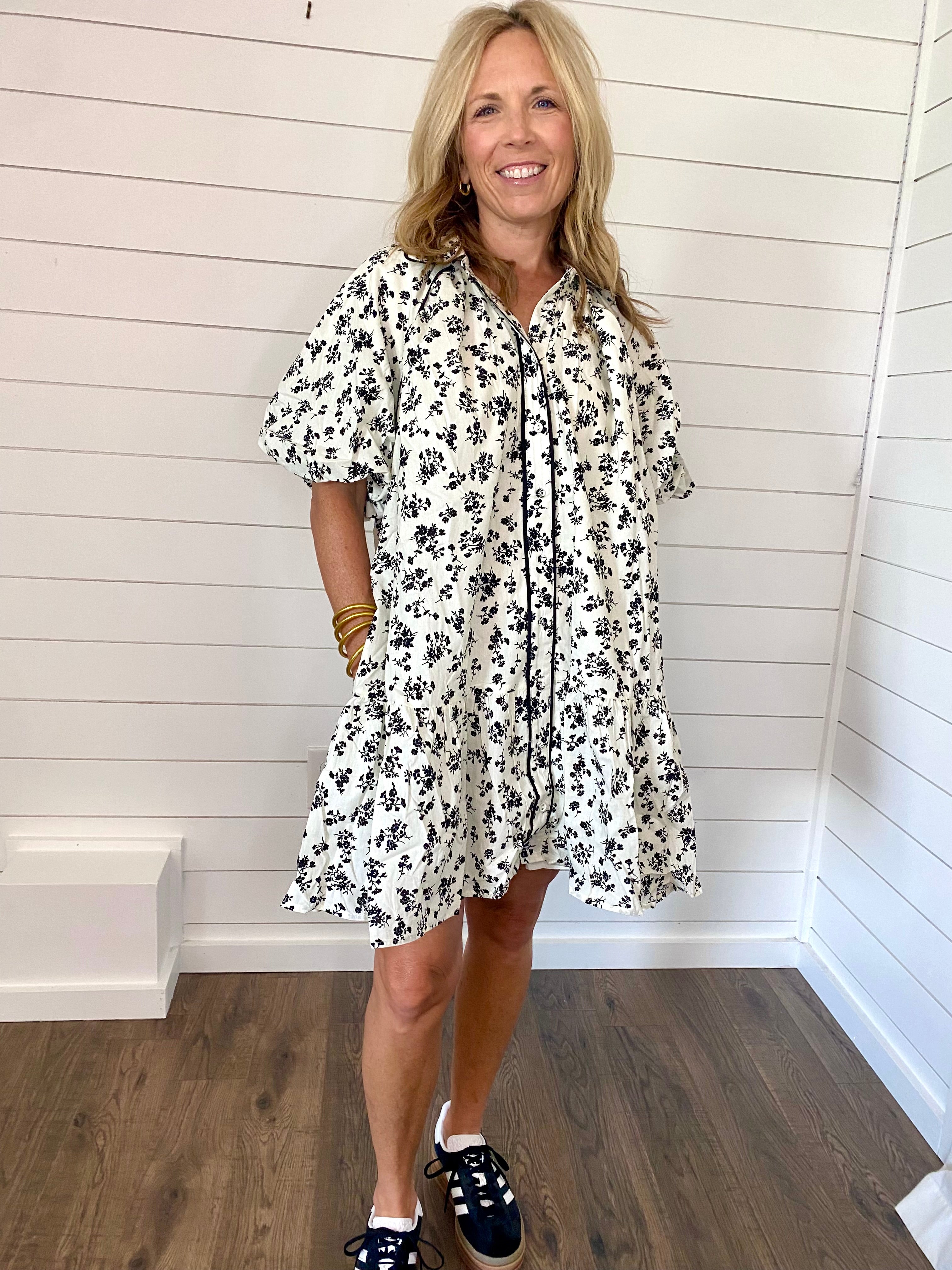 Floral Button-Down Shirt Dress