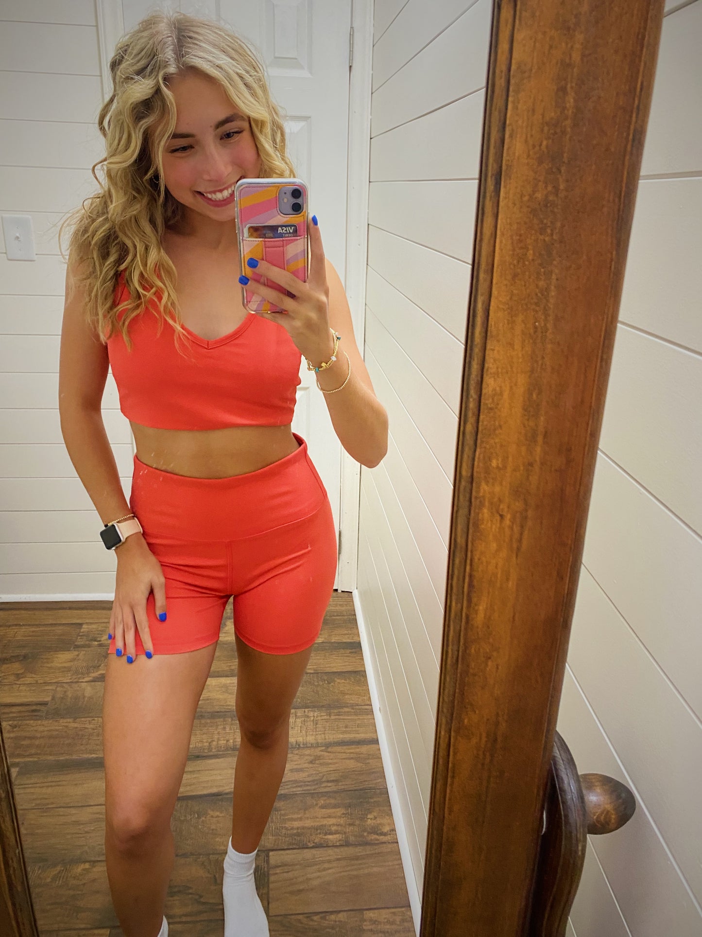 Red Racerback Biker Short Set