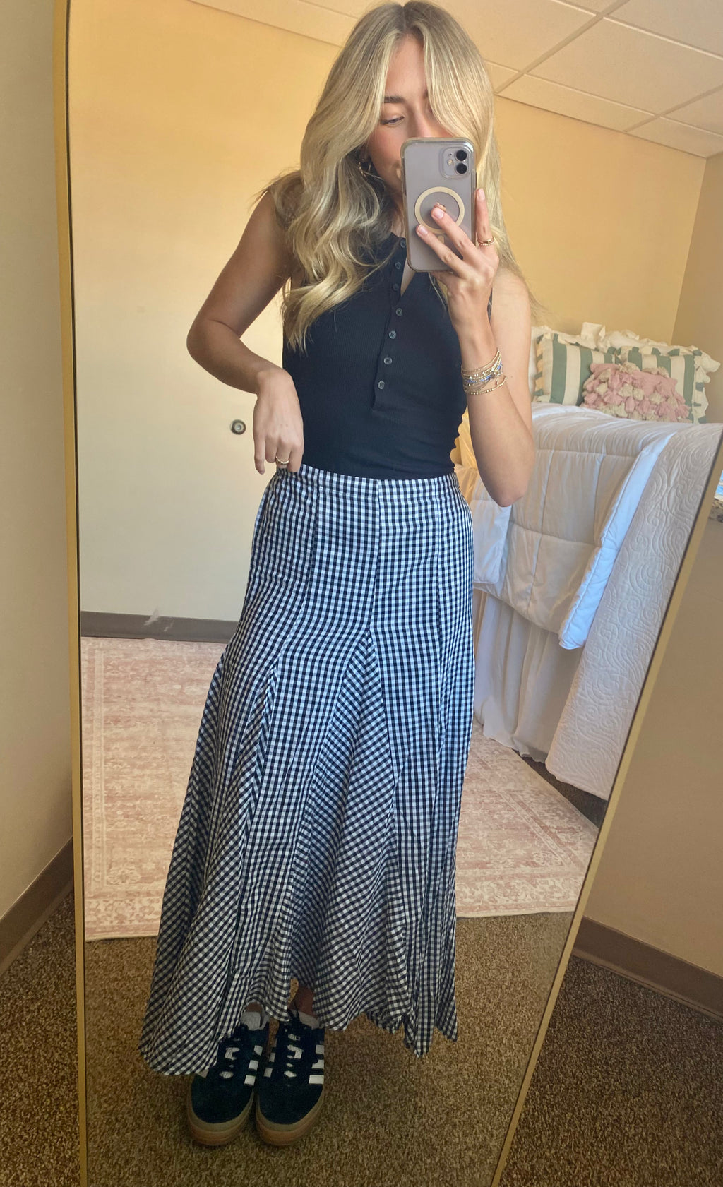 Alex Black and White Checkered Skirt