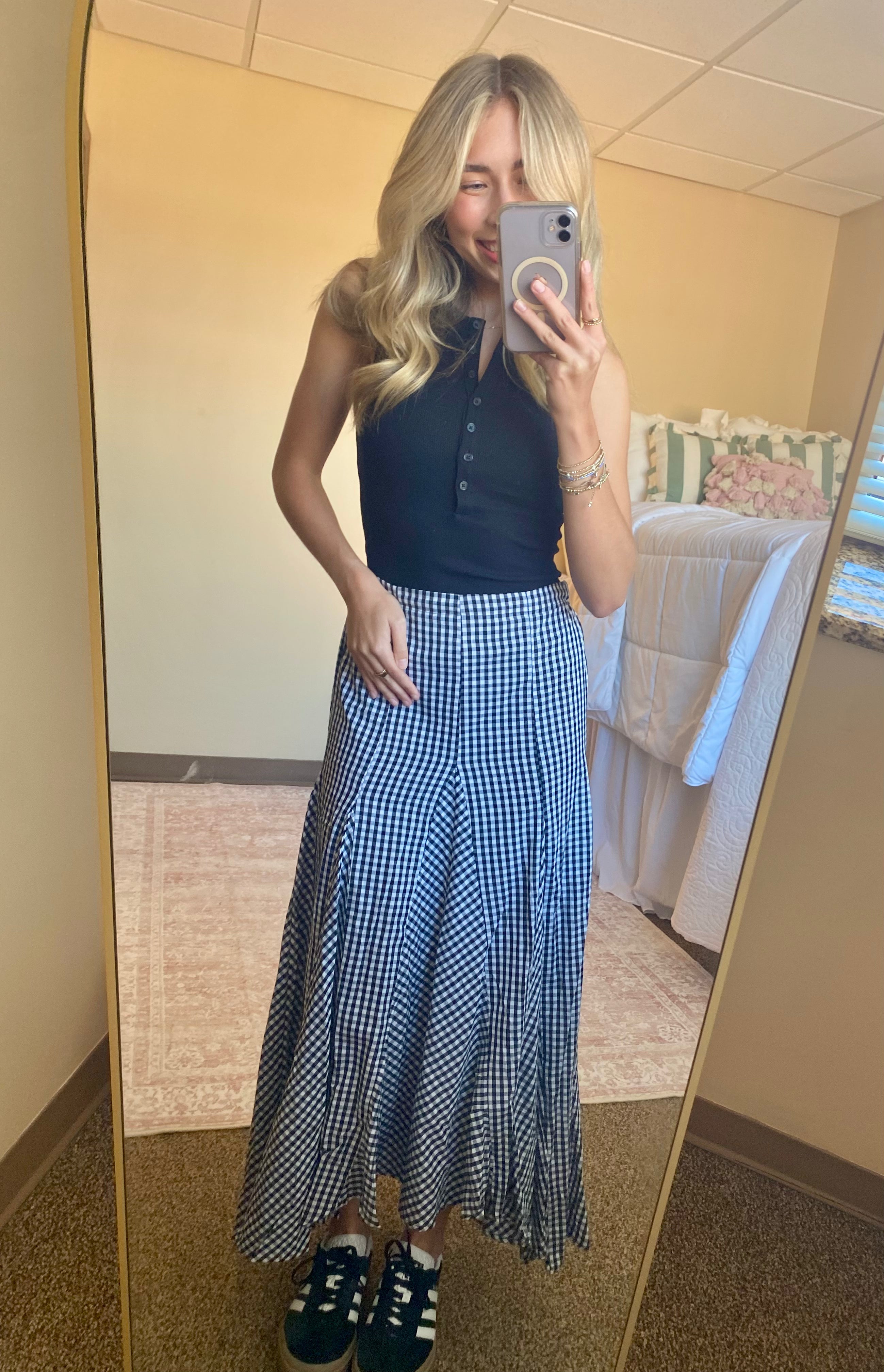 Alex Black and White Checkered Skirt