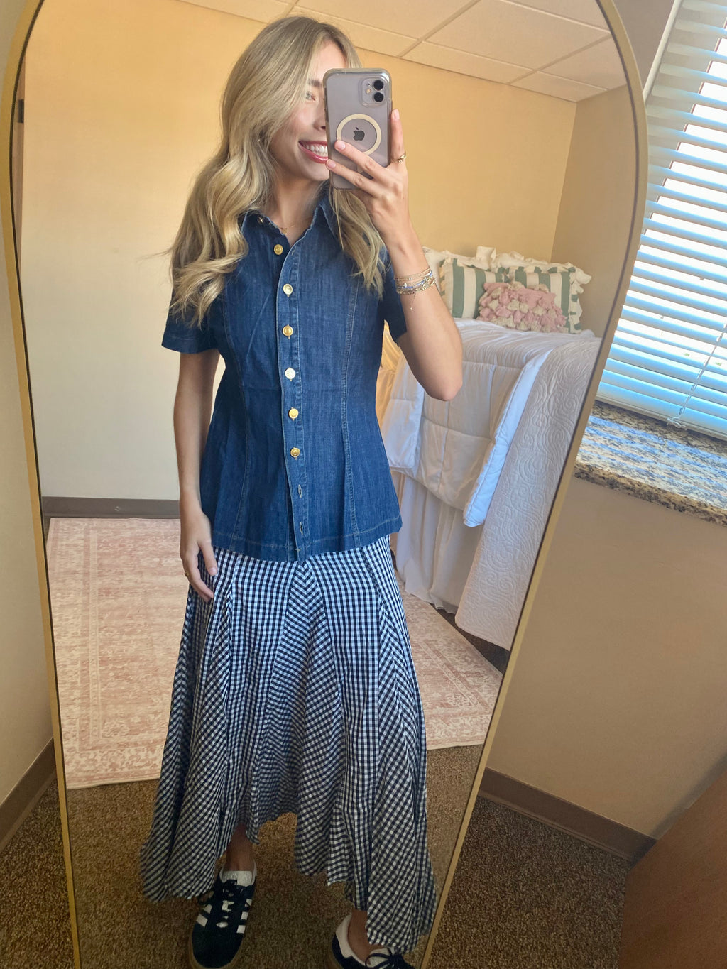 Alex Black and White Checkered Skirt