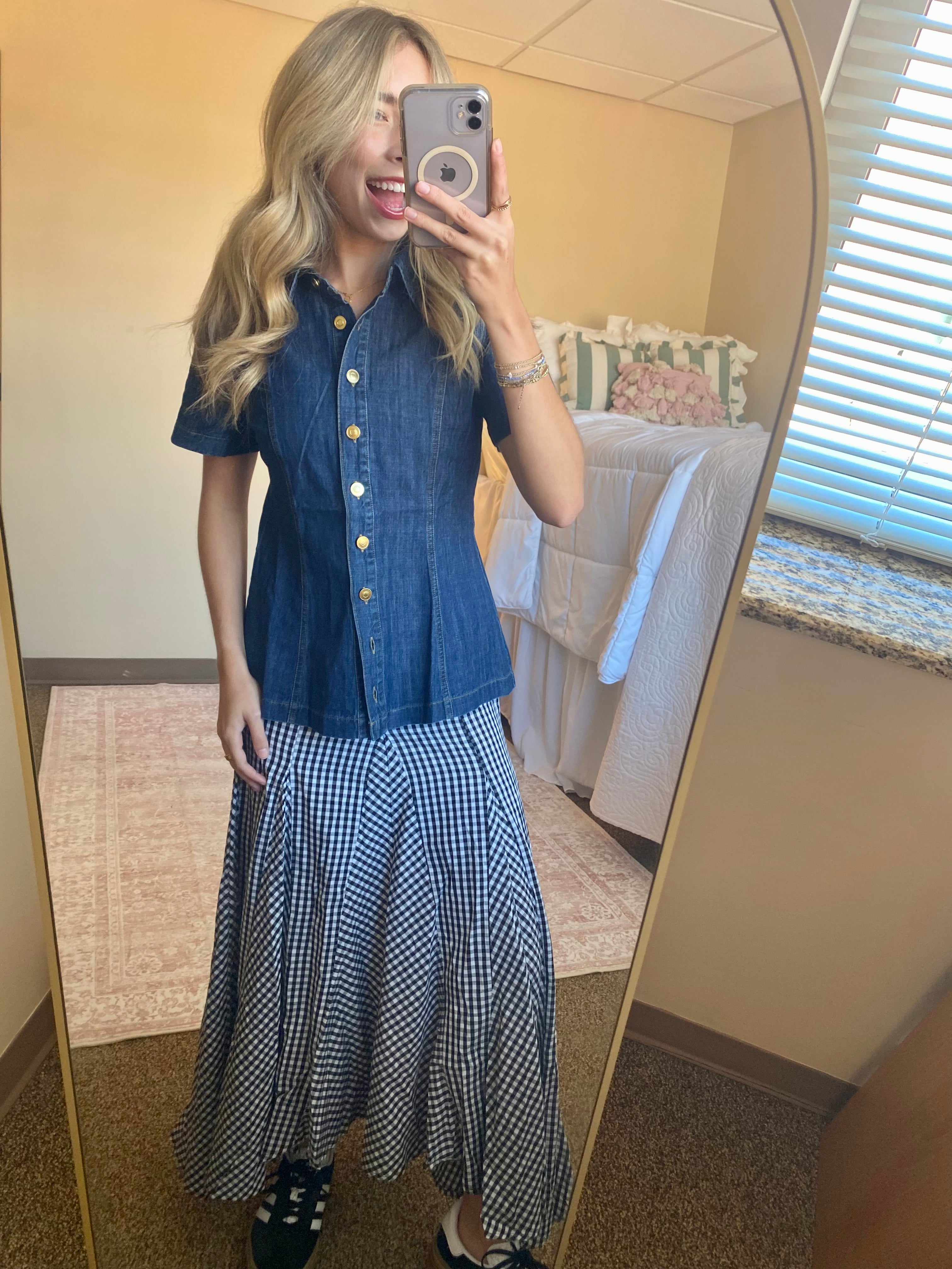 Alex Black and White Checkered Skirt