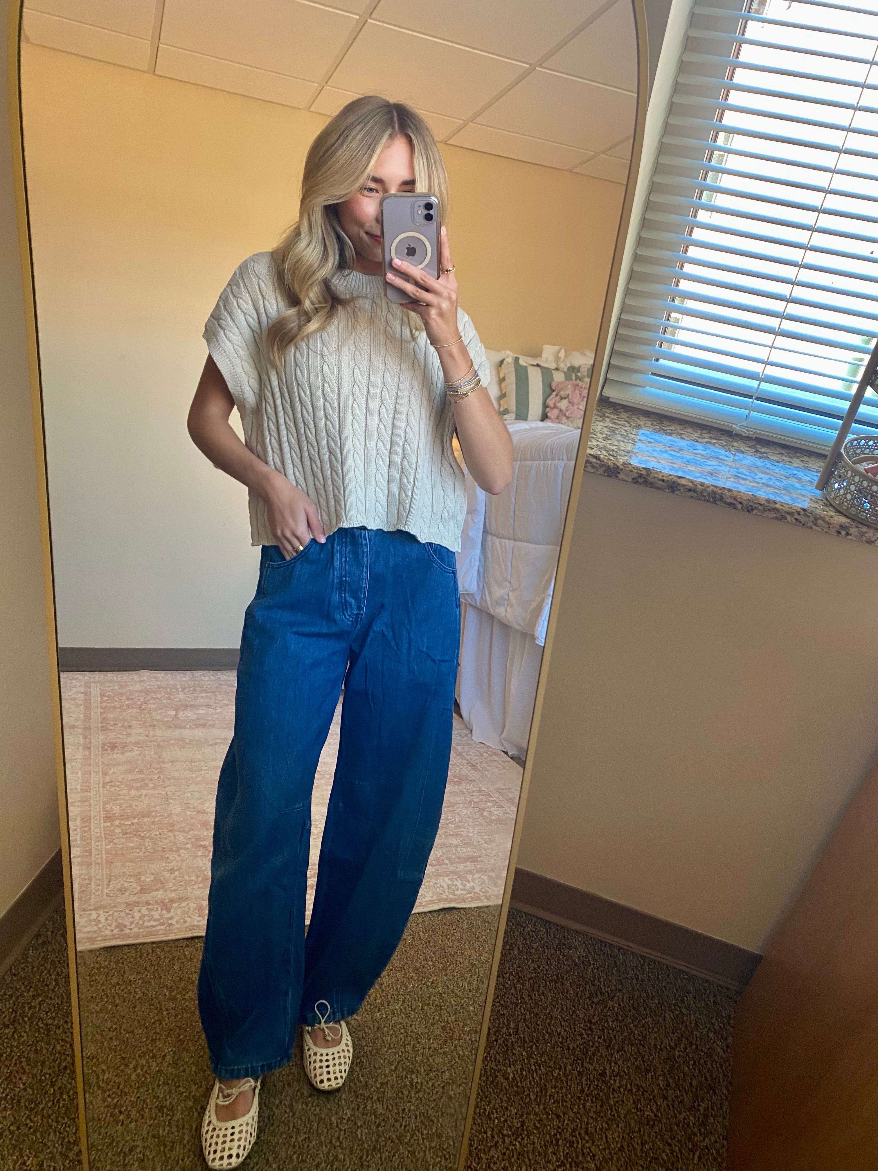 Dark Wash Barrel Jeans